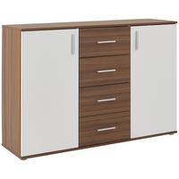 Kommode Mit Schubladen 132 Cm Ina 03 Nussoptik/weiss - Eiche Artisan, MODERN, Holzwerkstoff (132/94,8/38,3cm)
