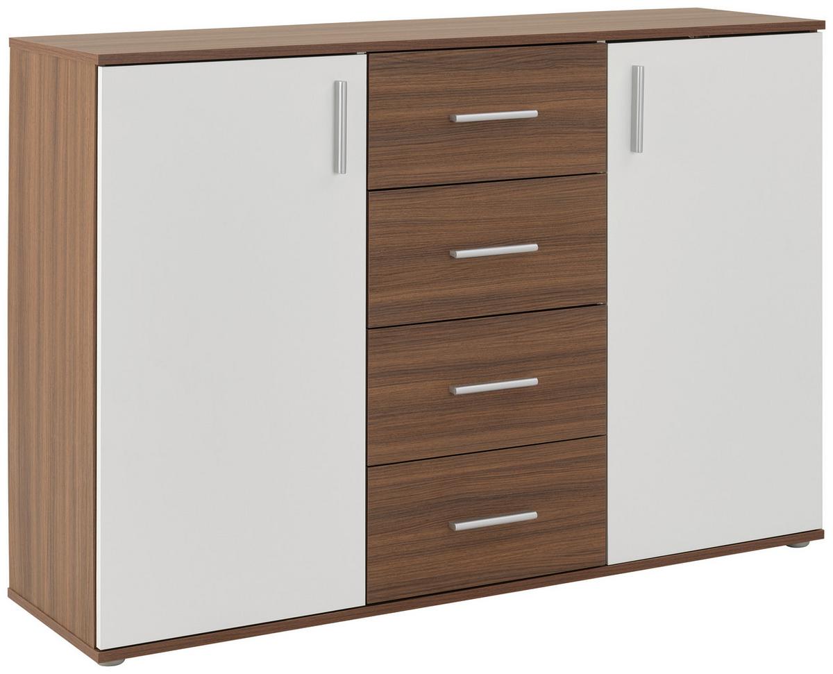 Kommode Mit Schubladen 132 Cm Ina 03 Nussoptik/weiss - Eiche Artisan, MODERN, Holzwerkstoff (132/94,8/38,3cm)