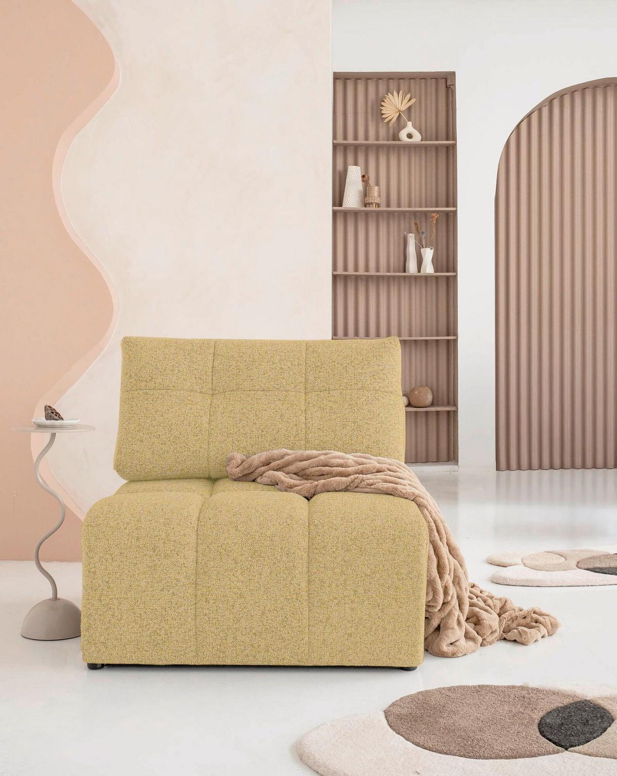 Sofaelement Lulu Gelb B: 96cm - Gelb/Schwarz, Design, Textil (96/94/96cm) - MID.YOU