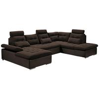 Wohnlandschaft Jakarta U Dunkelbraun - Dunkelbraun/Silberfarben, MODERN, Holzwerkstoff/Textil (170/324/218cm) - MID.YOU