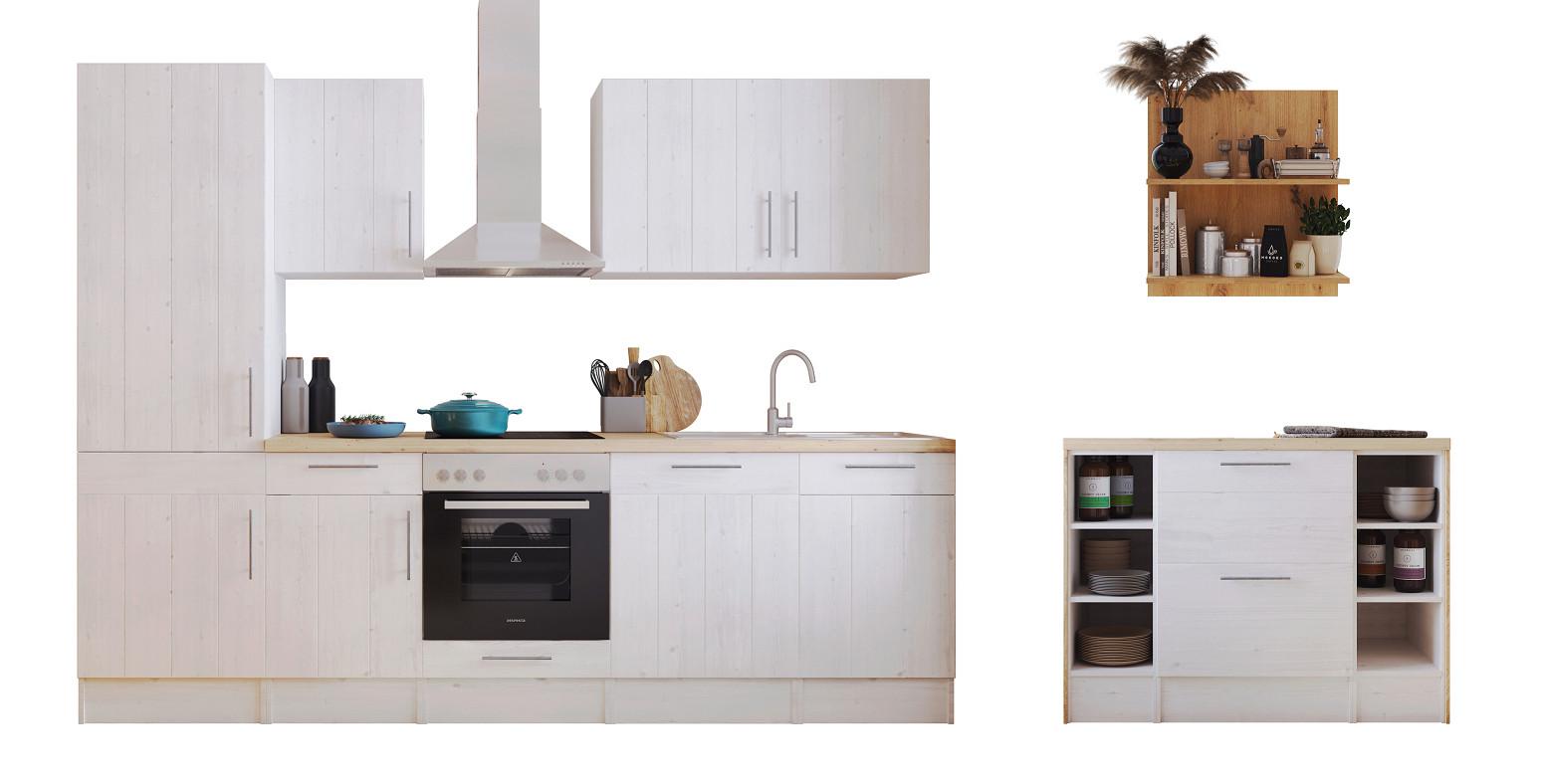 Küchenblock Anton Küchenzeile 280 cm - Wildeiche/Lärchefarben, LIFESTYLE, Holzwerkstoff (280-124cm) - Respekta