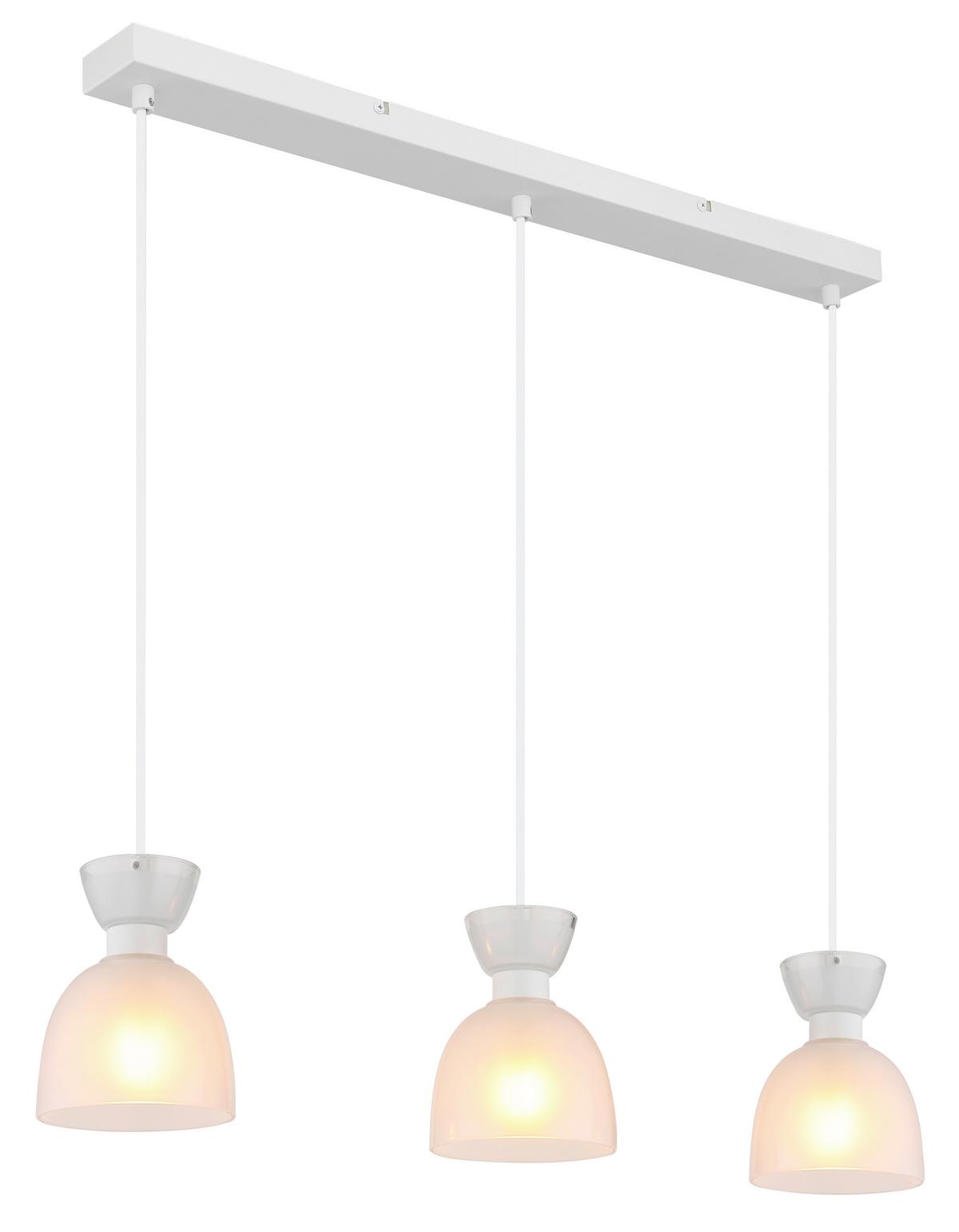 Hängeleuchte Massey Weiß L: 65 cm - Weiß, Design, Glas/Kunststoff (65/13/120cm) - Globo