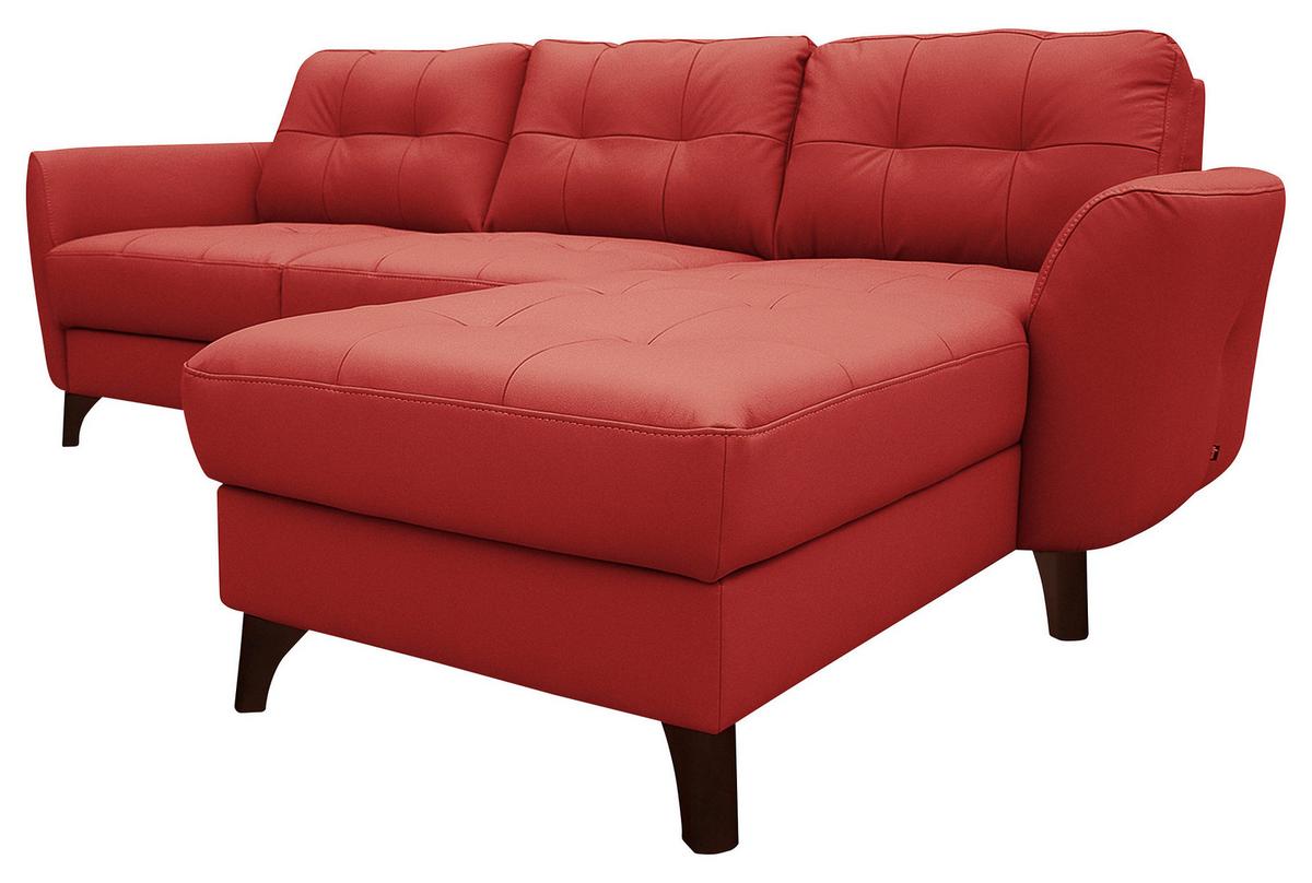 Ecksofa Nordic Rot S: 238x168 Cm - Buchefarben/Rot, Design, Leder/Textil (238/168cm) - Livetastic
