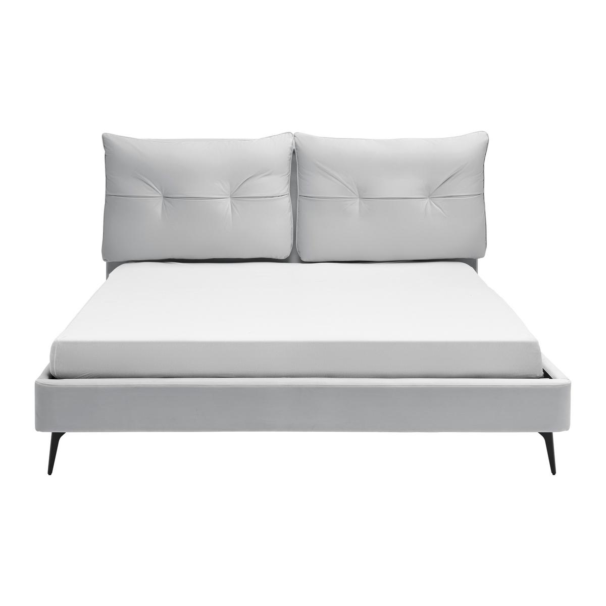 Čalúnená posteľ MALEA 180x200 cm, svetlosivá - čierna/prírodná farba, Modern, kov/drevo (180/200cm) - Bessagi Home