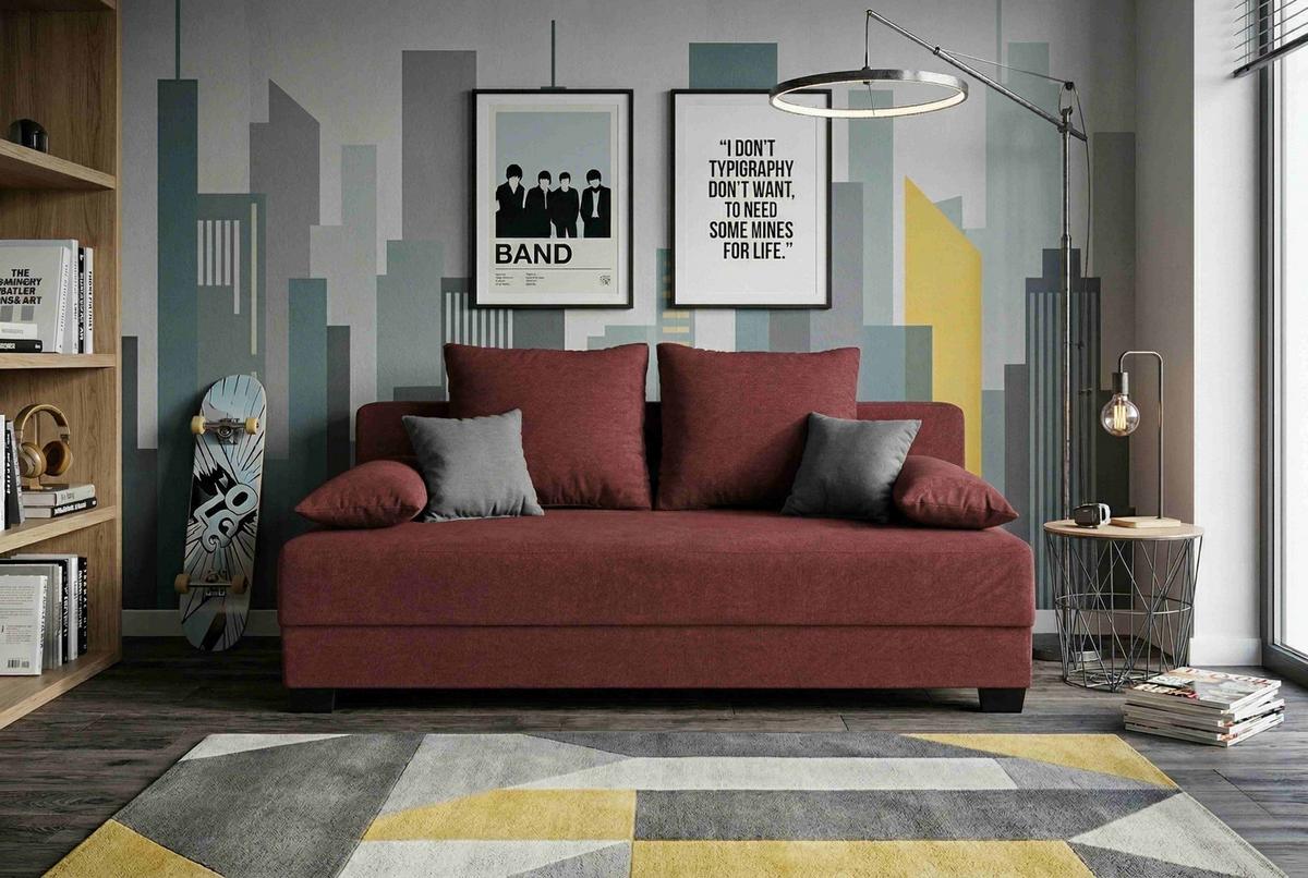 SCHLAFSOFA Rot 200 cm - Rot/Schwarz, Design, Holzwerkstoff/Textil (200/90/110cm) - P & B