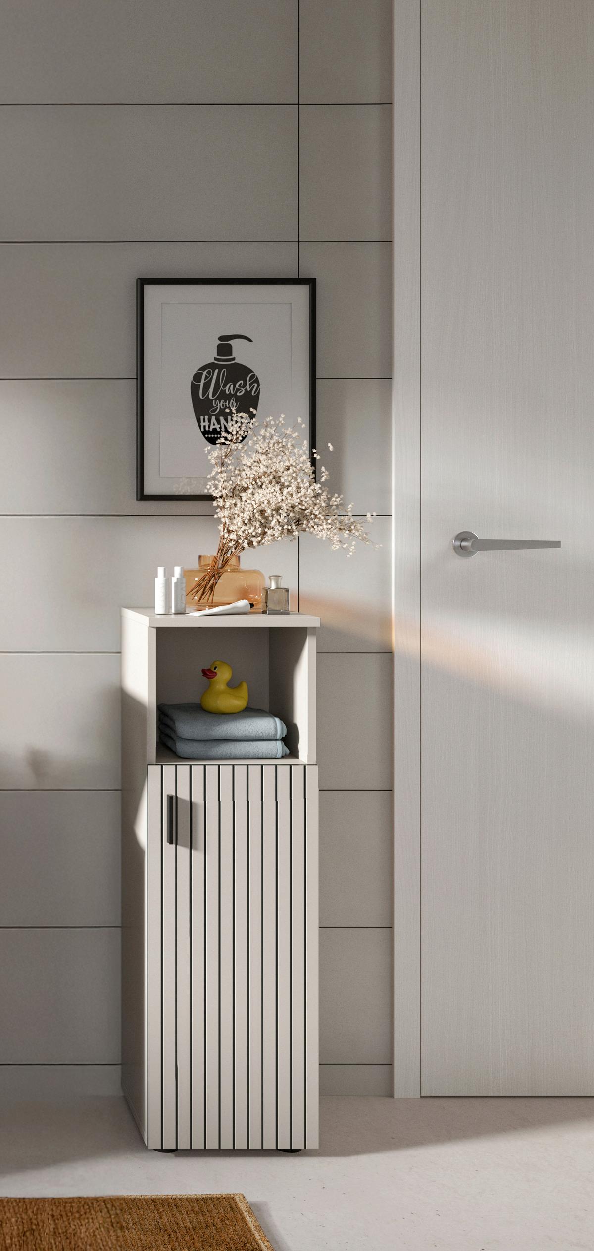 MIDISCHRANK Mone Kaschmir B: 30cm - Kaschmir/Schwarz, Trend, Holzwerkstoff (30/95/30cm) - MID.YOU