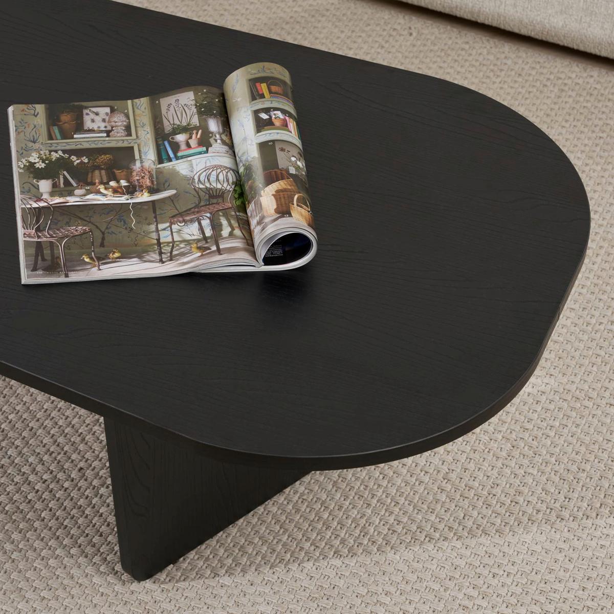 COUCHTISCH Ovalis Schwarz L: 130cm - Schwarz, Design, Holzwerkstoff (130/65-54/40cm) - MID.YOU