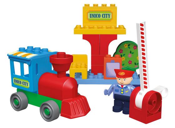 Bausteine Unico Plus Bahnhof - Blau/Gelb, Kunststoff - Unico Plus Bausteine Unico Plus Bahnhof - Blau/Gelb, Kunststoff - Unico Plus