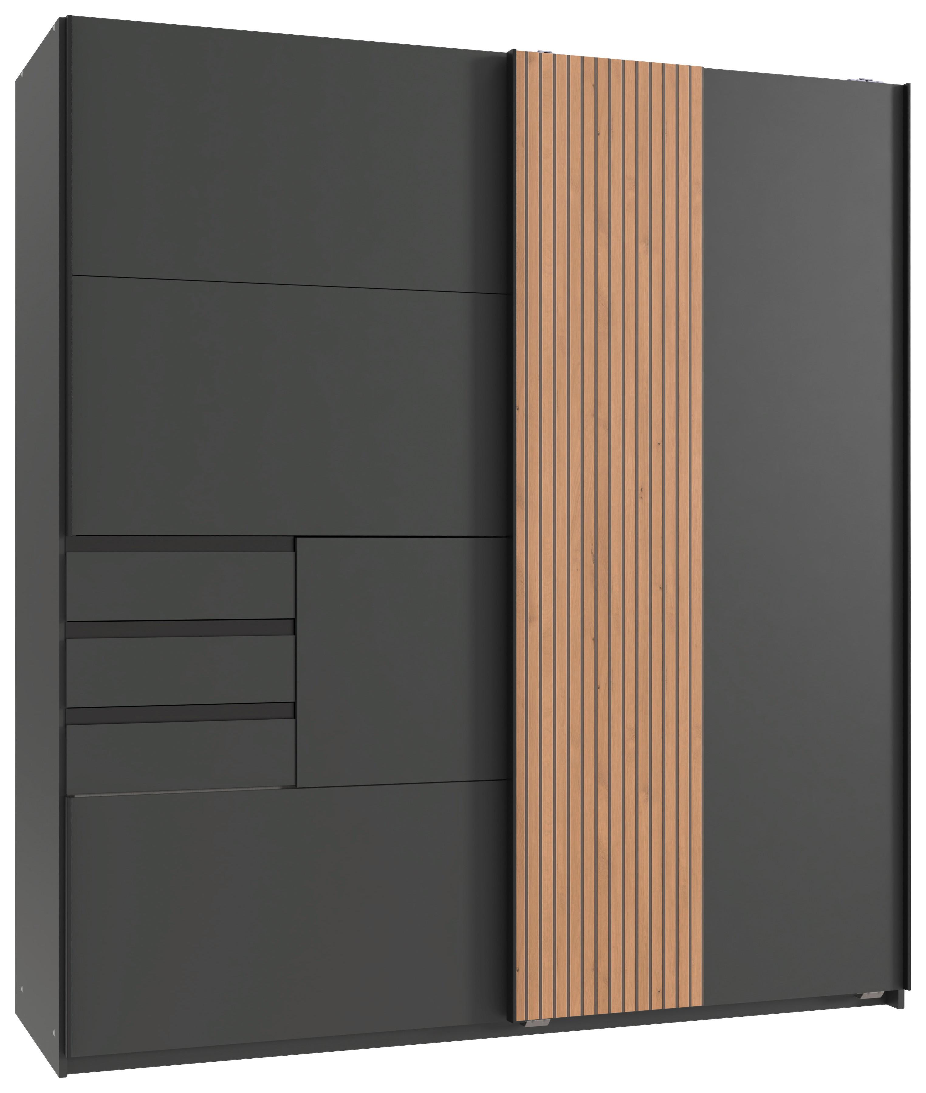 Schwebetürenschrank 180 cm Coburg Graphit/Eiche Dekor