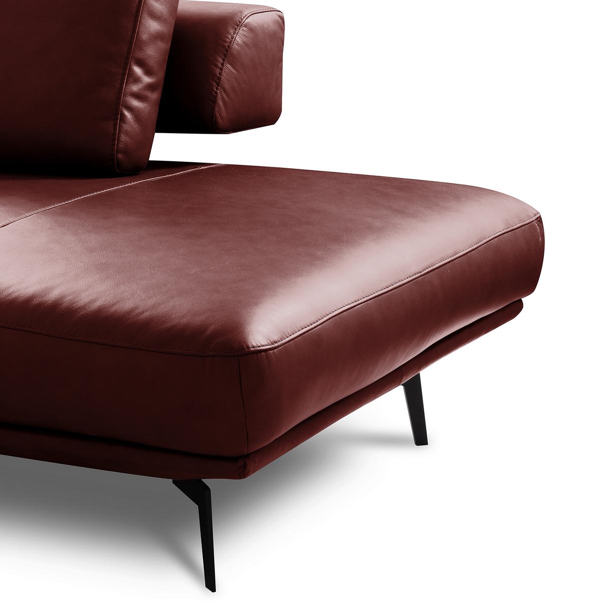Ecksofa Como Echtleder Rot 306x237 - Rot/Schwarz, Design, Leder (306/237cm) - Livetastic