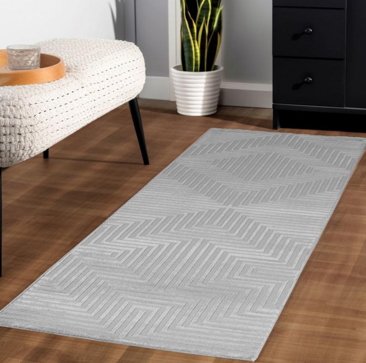 Dizajnový koberec 120x170cm, nízky vlas -  strieborný - strieborná, Design, textil (120/170cm)