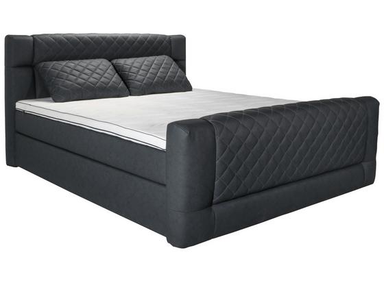 Boxspringbett mit Matratze, Lederlook 180x200cm Sign II - Anthrazit/Schwarz, MODERN, Holz/Kunststoff (180/200cm)