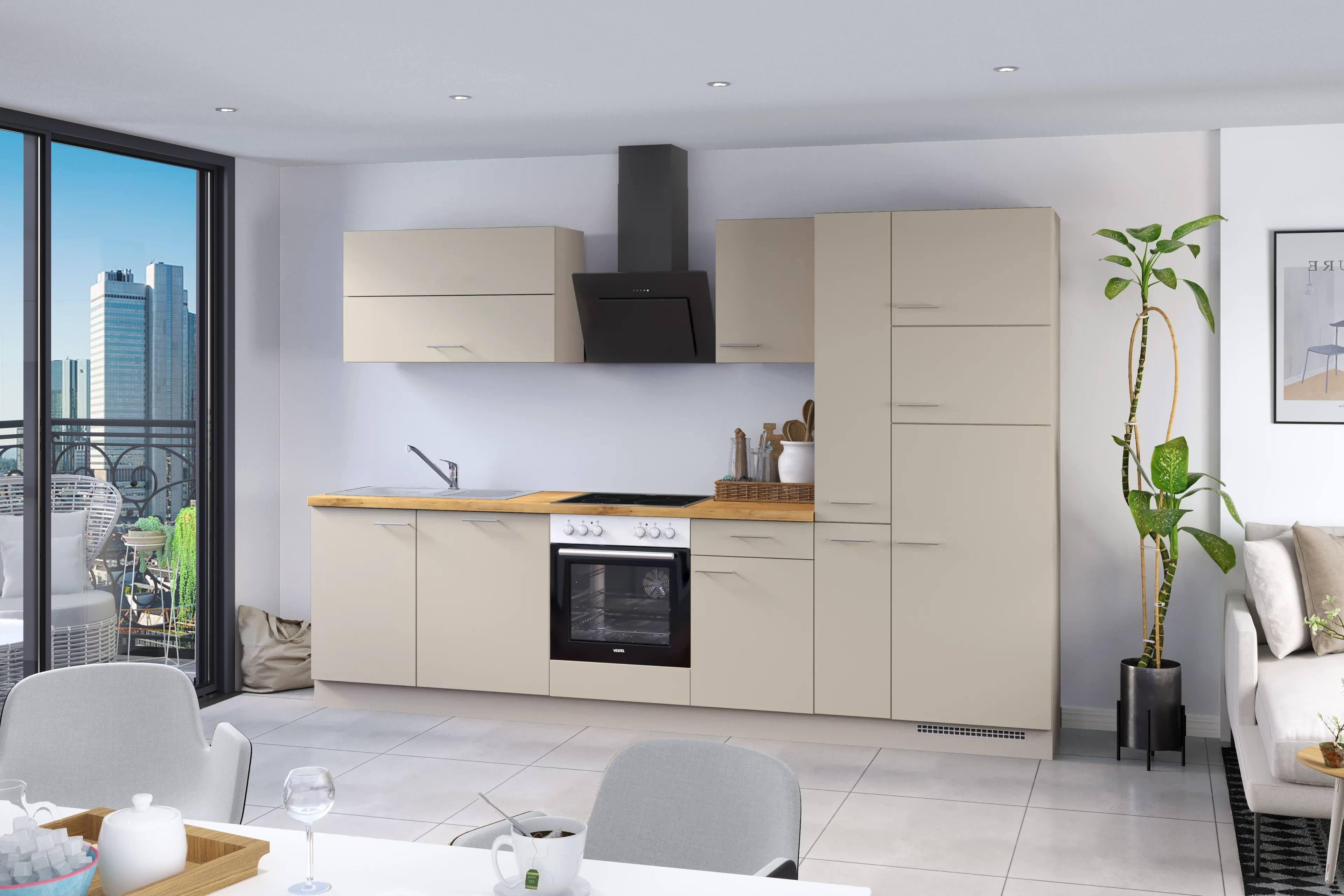 Küchenblock Ip1200 - Eichefarben/Creme, Basics, Holzwerkstoff (310cm) - Impuls