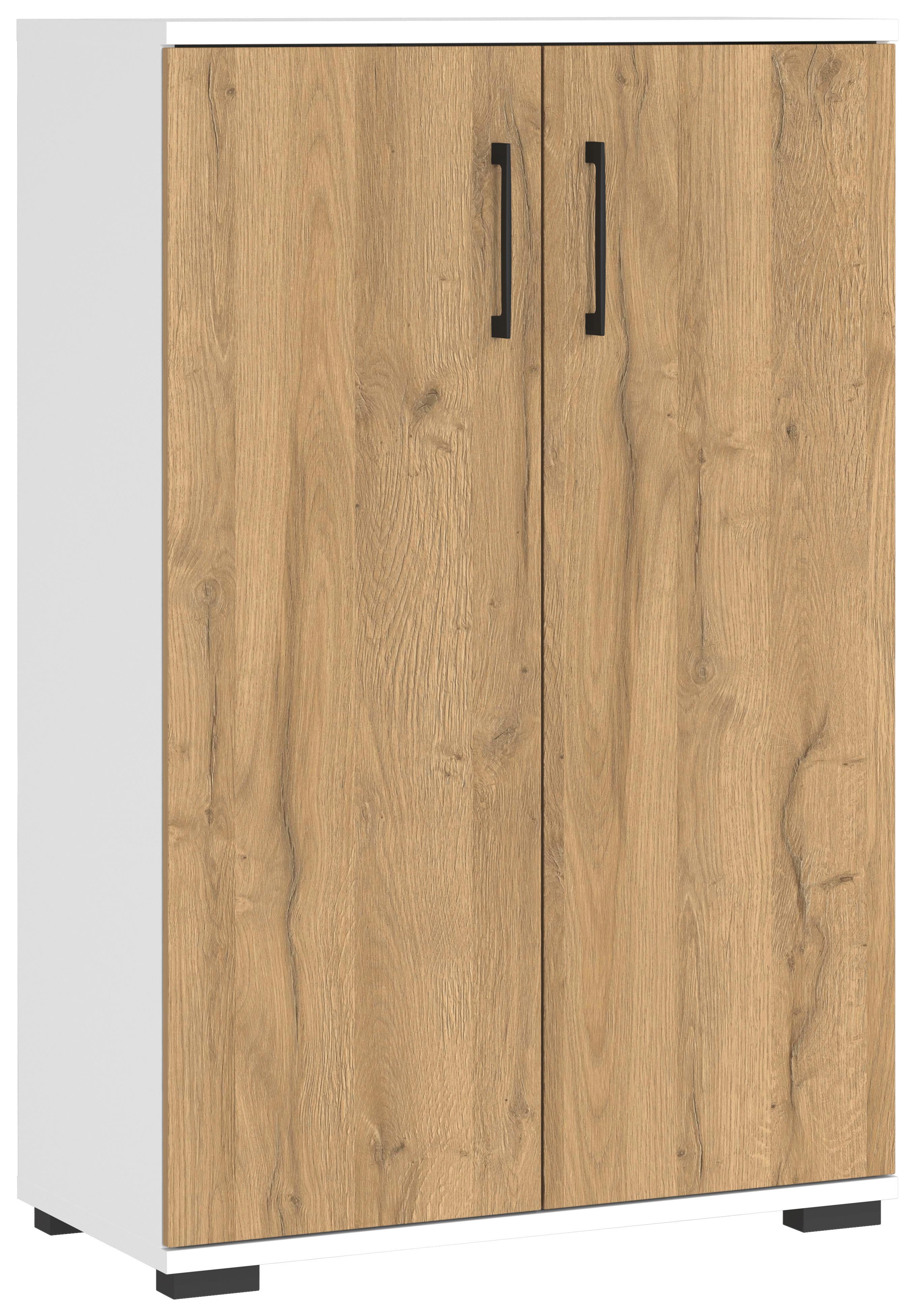 Aktenschrank Profi Weiß/Eiche Dekor B: 80cm - Eichefarben/Weiß, MODERN, Holzwerkstoff (80/123/40cm) - Germania