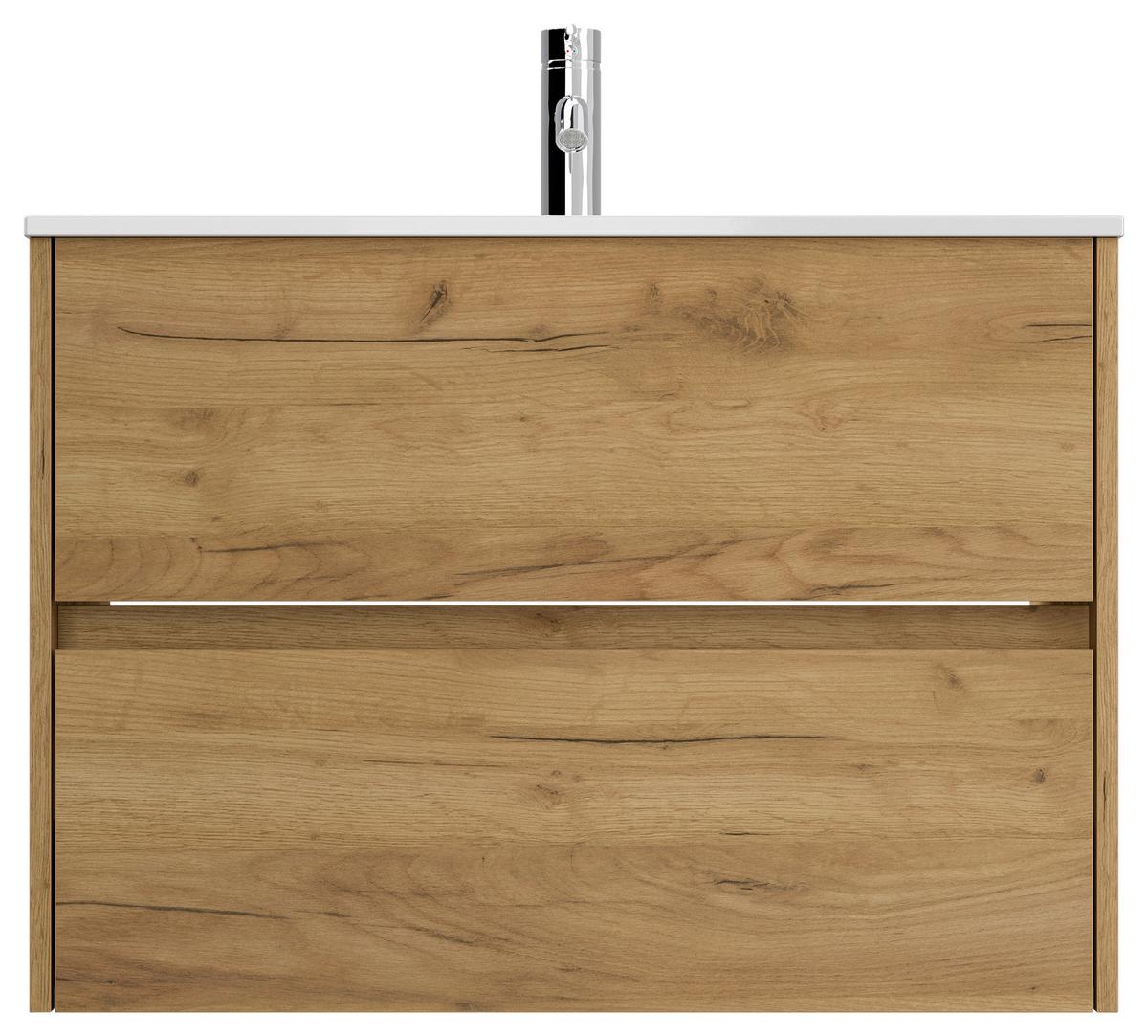 Waschtischkombi Limes Eiche Dekor B: 81 Cm - Eichefarben/Weiß, MODERN, Keramik/Holzwerkstoff (81/58,7/46,5cm) - MID.YOU