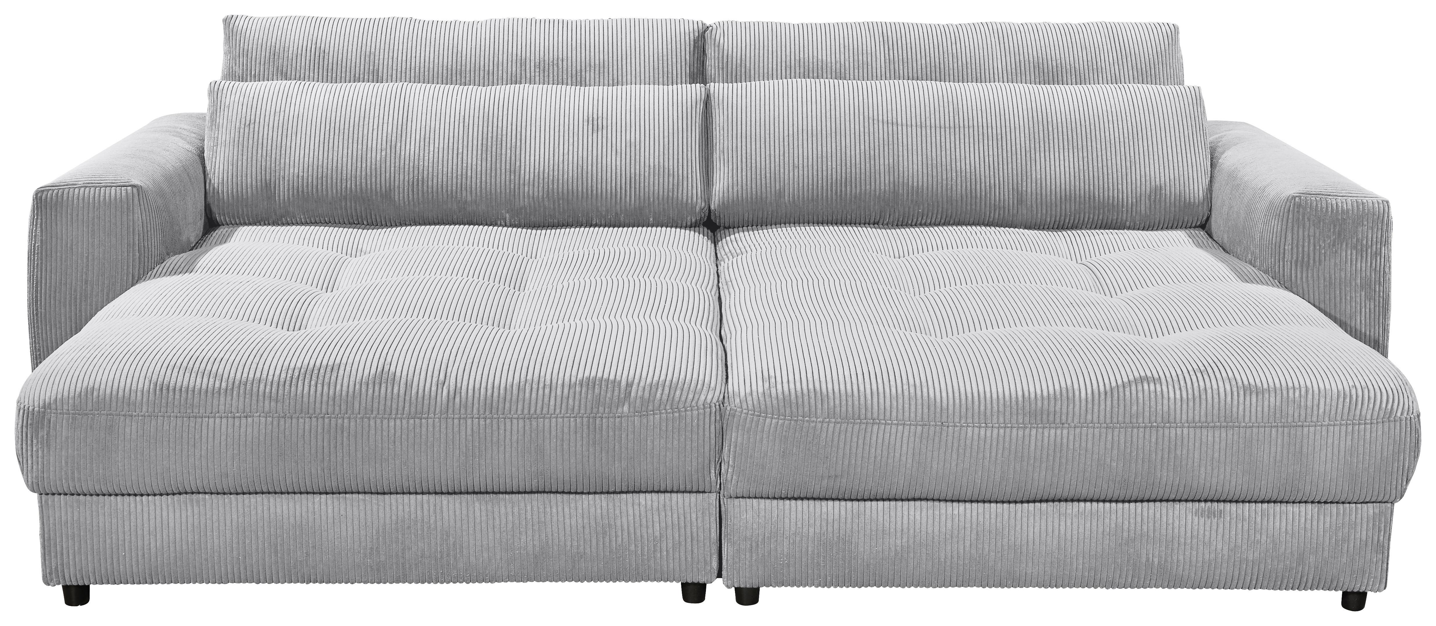 Big Sofa Barura Loveseat Mit Kissen B: 292 Cm Hellgrau Cord - Hellgrau/Schwarz, KONVENTIONELL, Holzwerkstoff/Textil (292/90/194cm) - MID.YOU