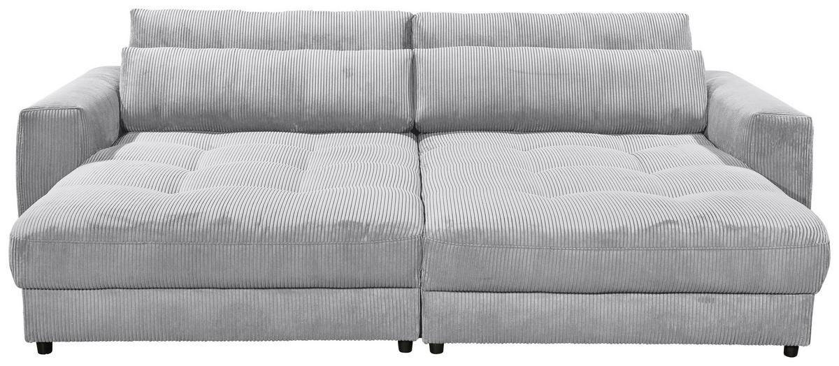 Big Sofa Barura Loveseat Mit Kissen B: 292 Cm Hellgrau Cord - Hellgrau/Schwarz, KONVENTIONELL, Holzwerkstoff/Textil (292/90/194cm) - MID.YOU
