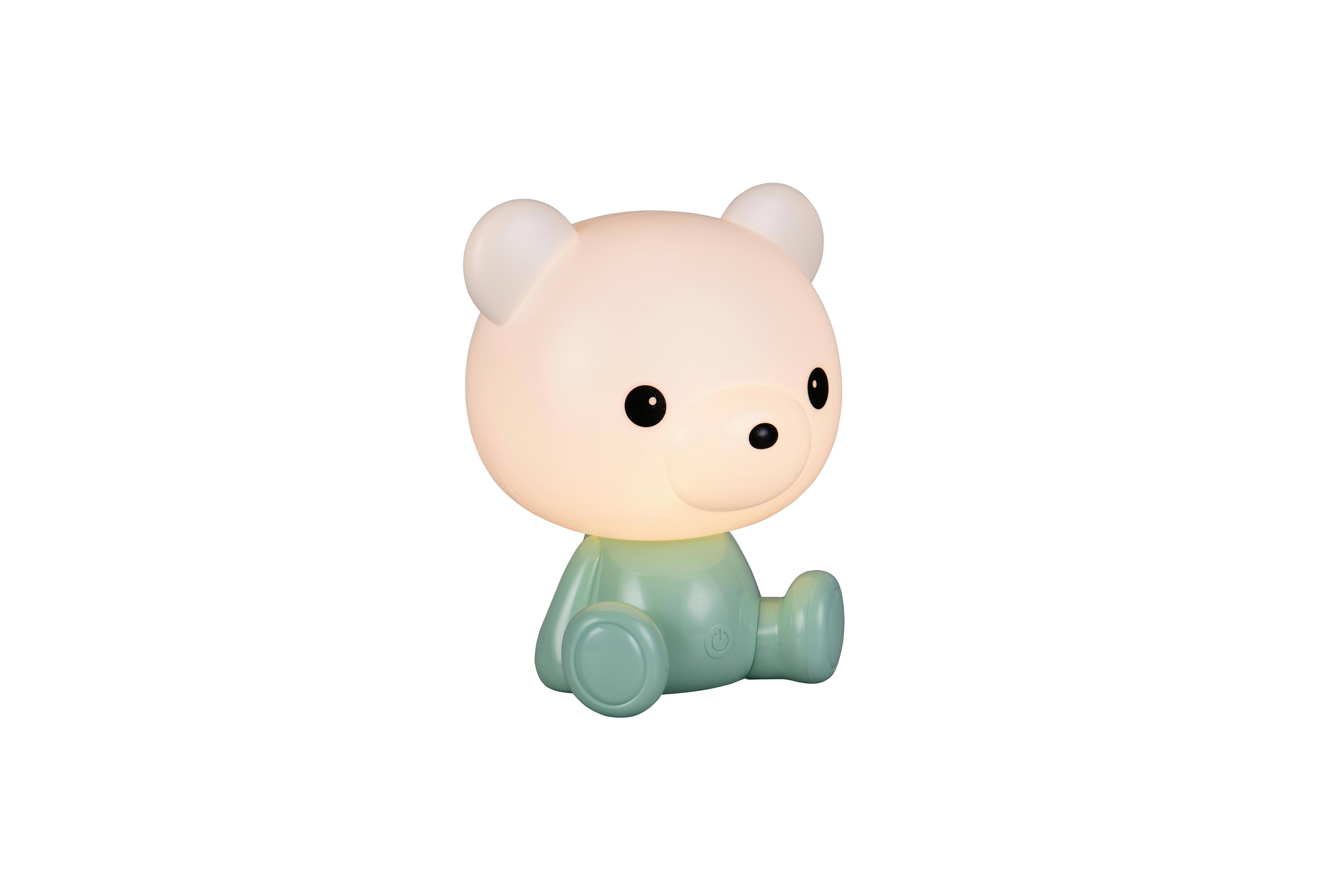 LED-Tischleuchte Cutie Grün Weiß B: 19 cm - Weiß/Grün, LIFESTYLE, Kunststoff (21/19/25,5cm)