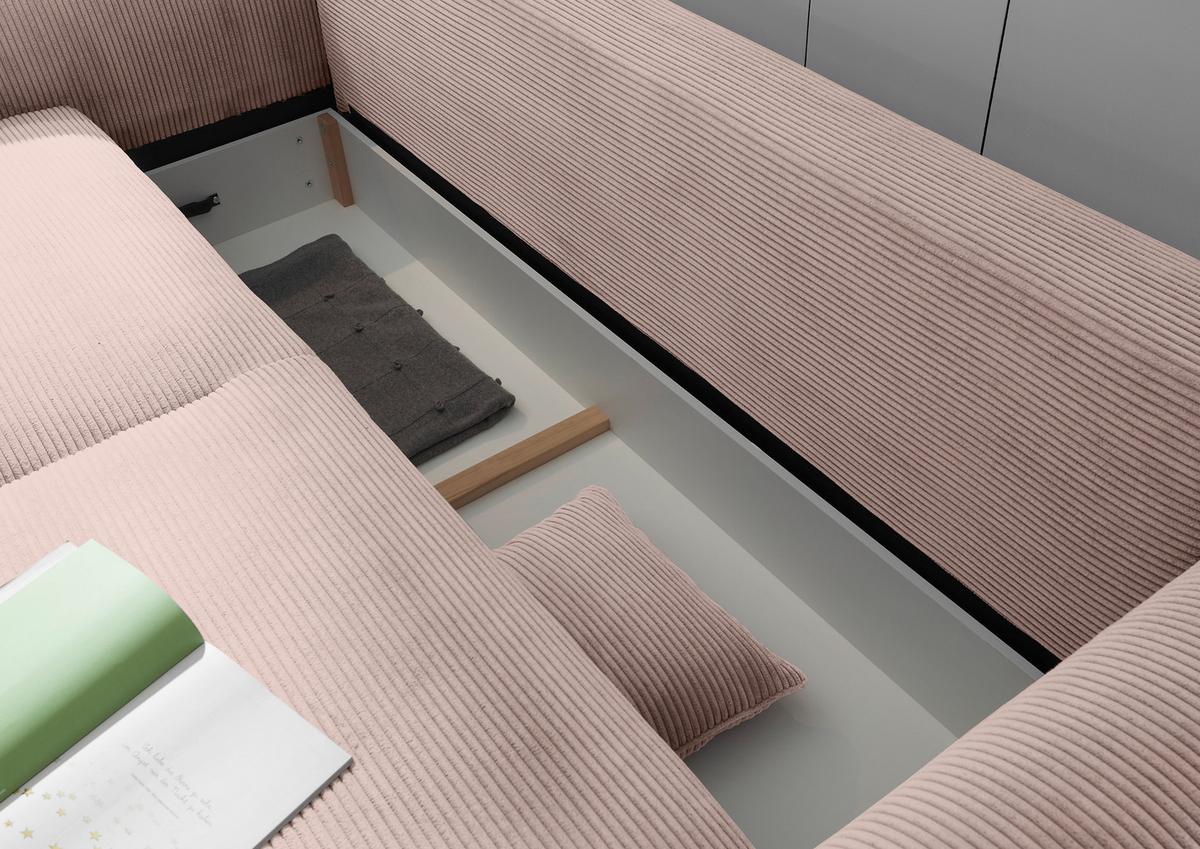 2-Sitzer-Sofa Mit Schlaffunktion Maureen B:250cm - Schwarz/Rosa, KONVENTIONELL, Textil (250/95/125cm) - MID.YOU
