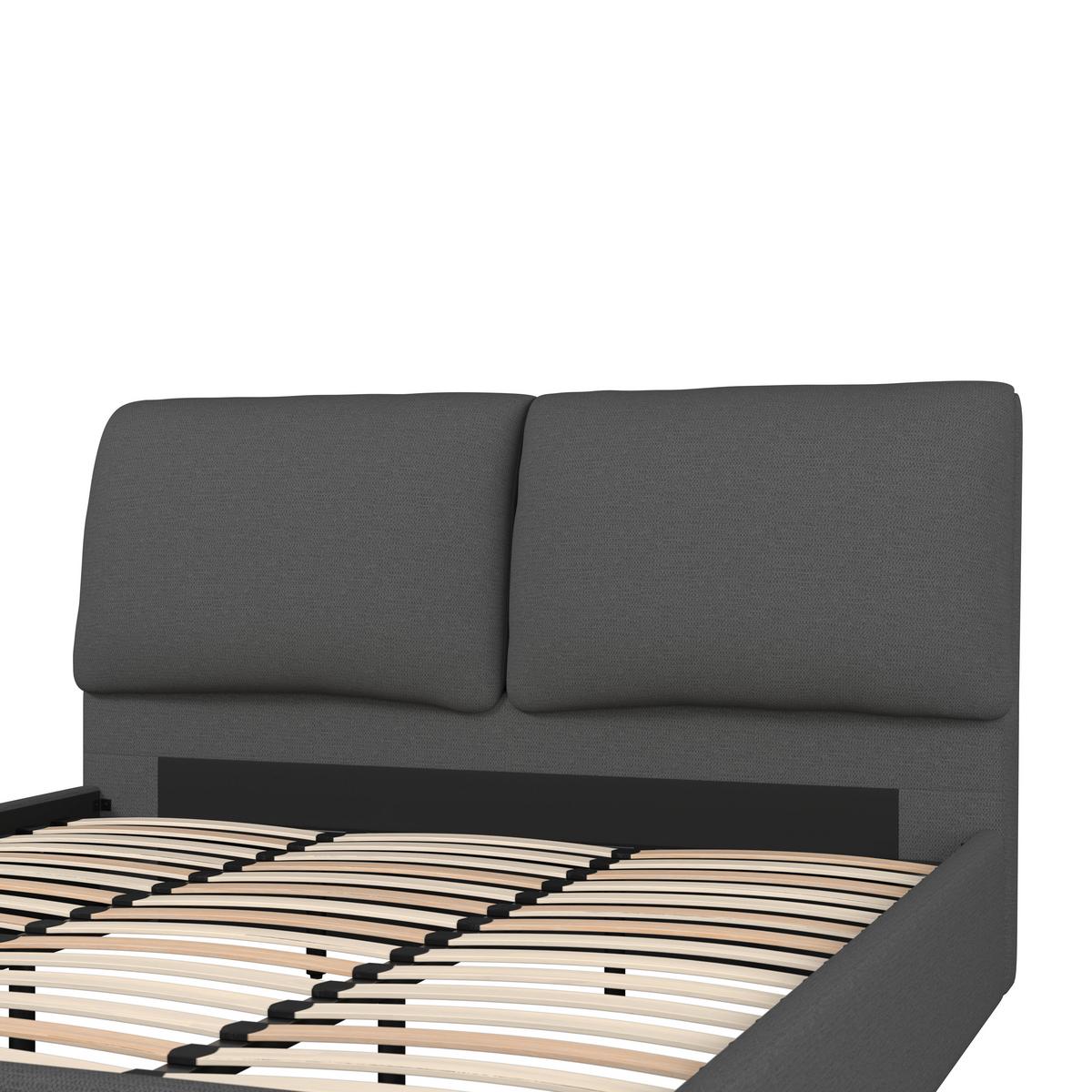 Čalúnená posteľ PERLA 180x200 cm, tmavosivá - čierna/prírodná farba, Modern, drevo/textil (180/200cm) - Bessagi Home