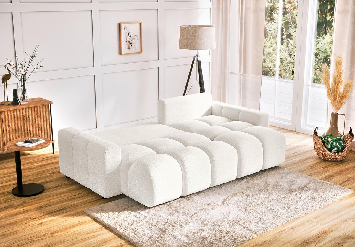 Ecksofa Luki Weiß S: 233x142 cm - Schwarz/Weiß, Design, Textil (233/142cm) - Livetastic