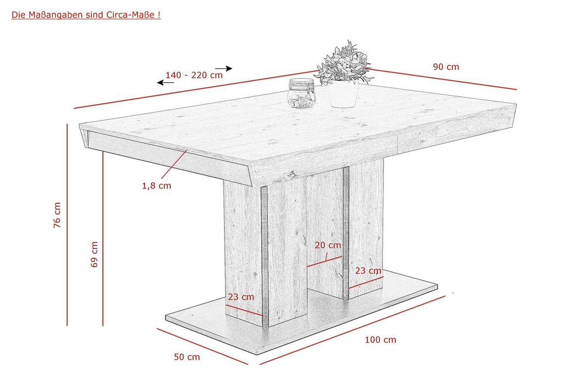 Tischgruppe Agnes I G - Anthrazit/Eiche Artisan, MODERN, Holzwerkstoff/Textil (140 - 220/76/90cm) - MID.YOU