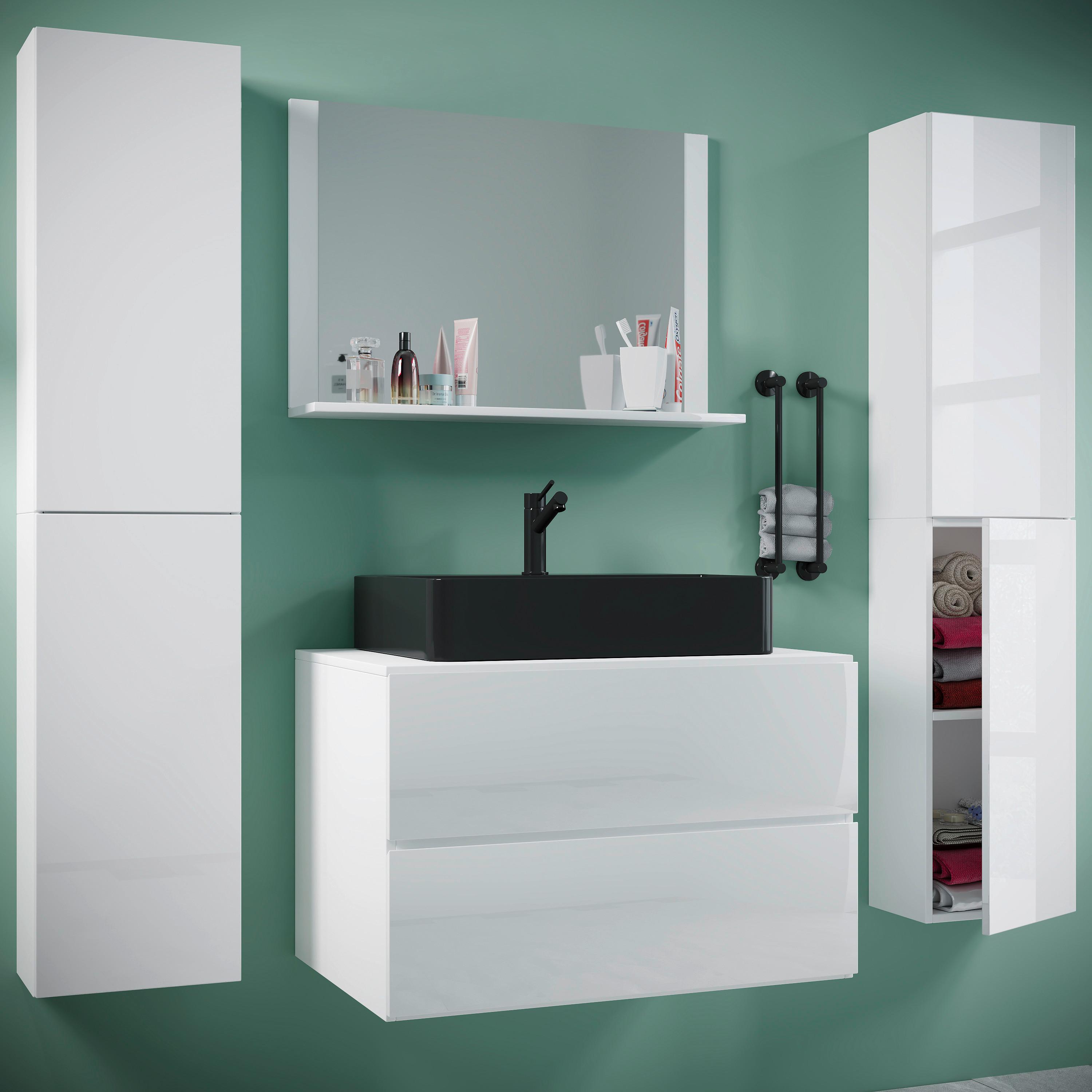 Badezimmer Lendas Bl XL - Schwarz/Weiß, MODERN, Glas/Keramik (147cm) - MID.YOU