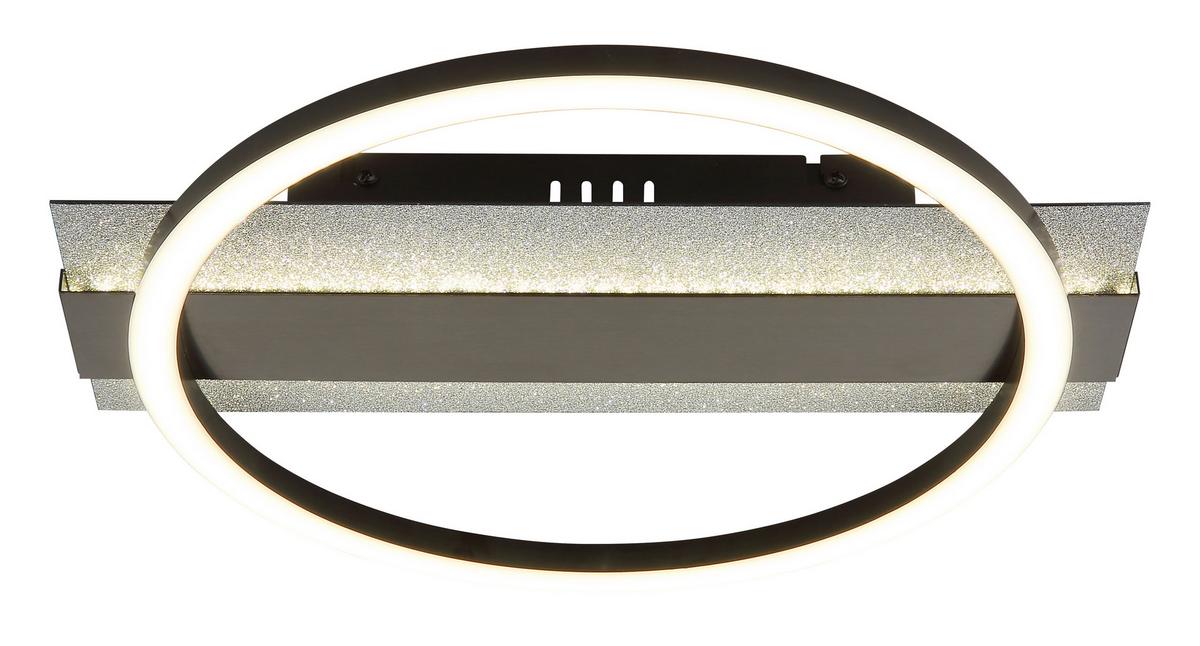 LED-Deckenleuchte Memory-Funktion - Silberfarben/Schwarzchrom, Design, Kunststoff/Metall (34,2/6,8/30cm) - Globo