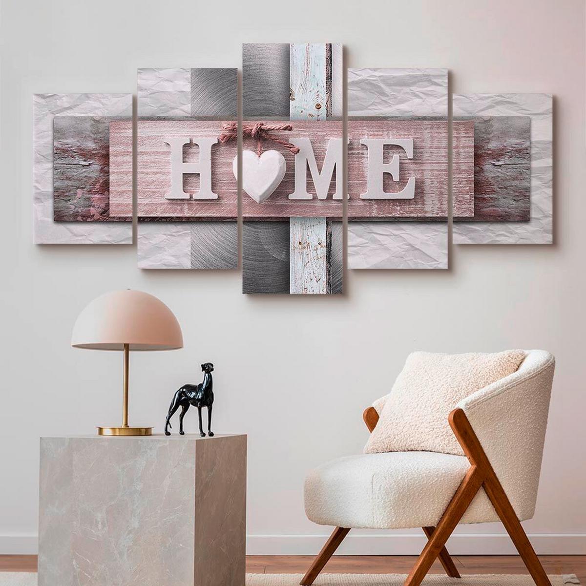 Leinwandbild Helrosa Grau B: 200 cm - Hellrosa/Grau, Basics, Holzwerkstoff/Textil (200/100/1,2cm) - artgeist