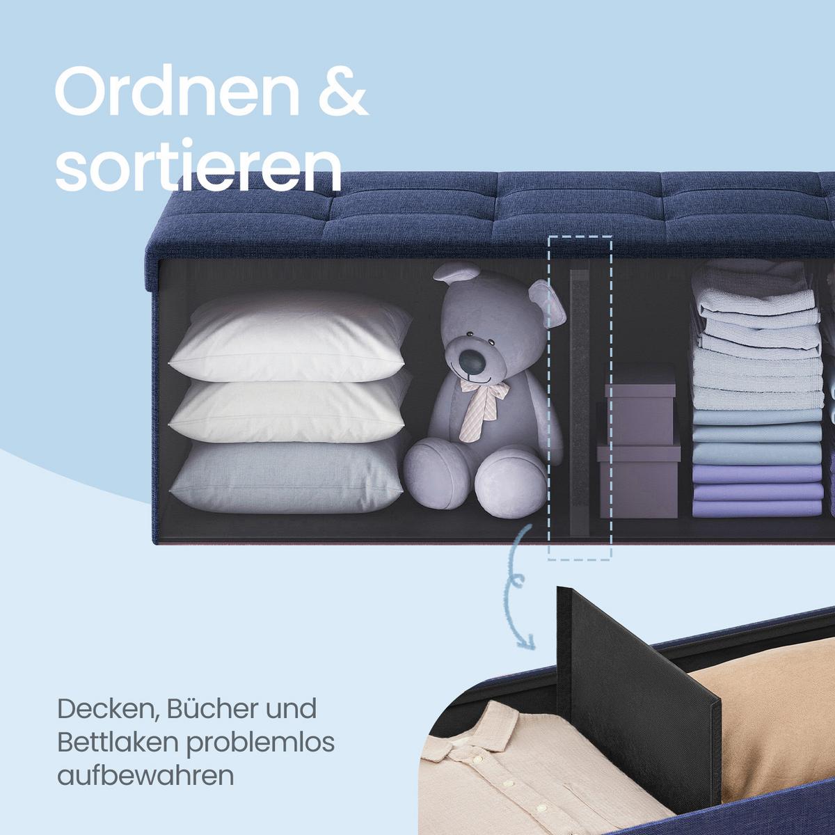 SITZBOX Dunkelblau B: 110 cm - Dunkelblau, Basics, Holzwerkstoff/Textil (110/38/38cm)