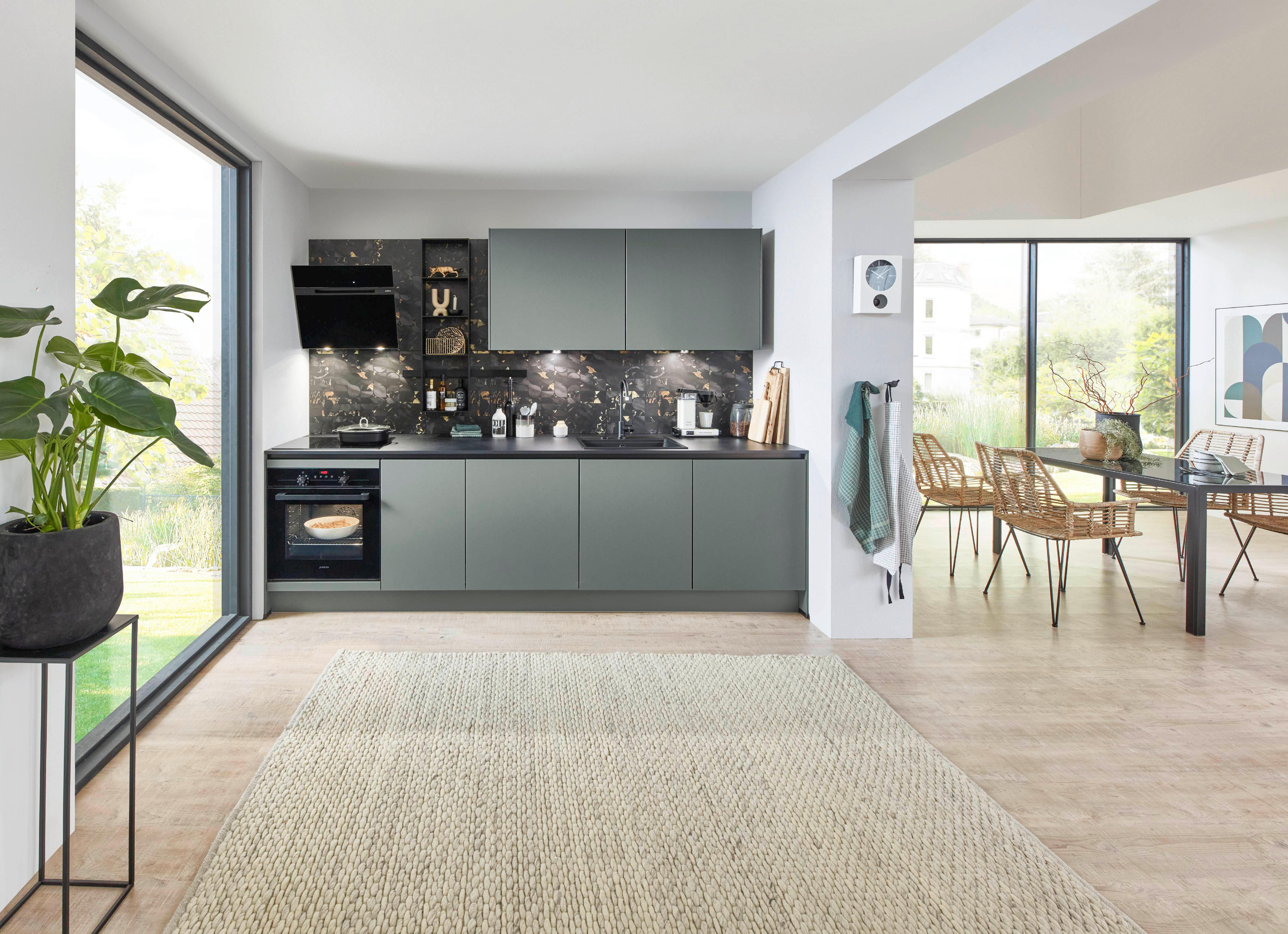 Küchenzeile Eastbourne Ohne Geräte B: 290 Cm Mineralgrün - Basics, Holzwerkstoff (290cm) - Vertico