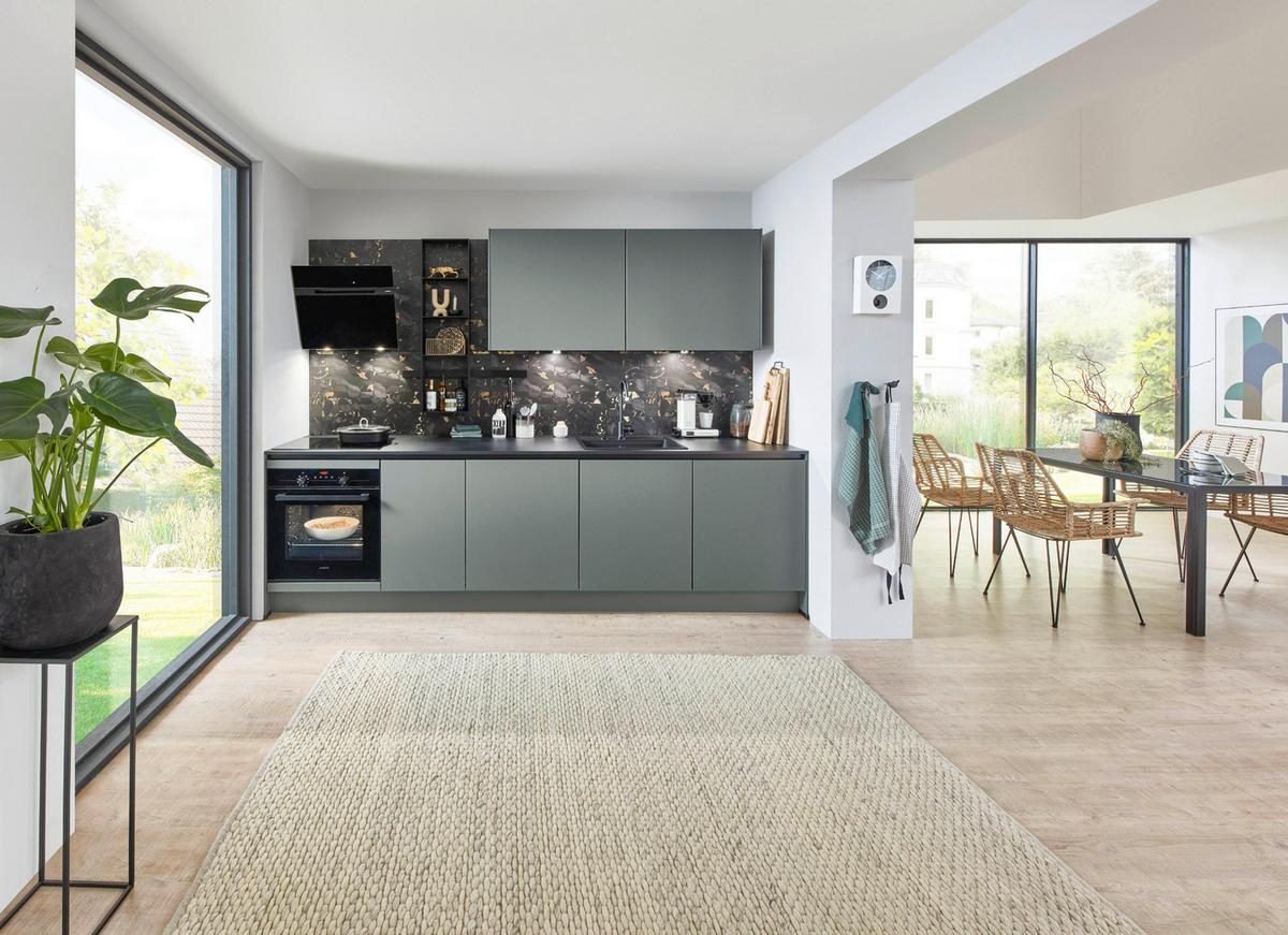 Küchenzeile Eastbourne Ohne Geräte B: 290 Cm Mineralgrün - Basics, Holzwerkstoff (290cm) - Vertico