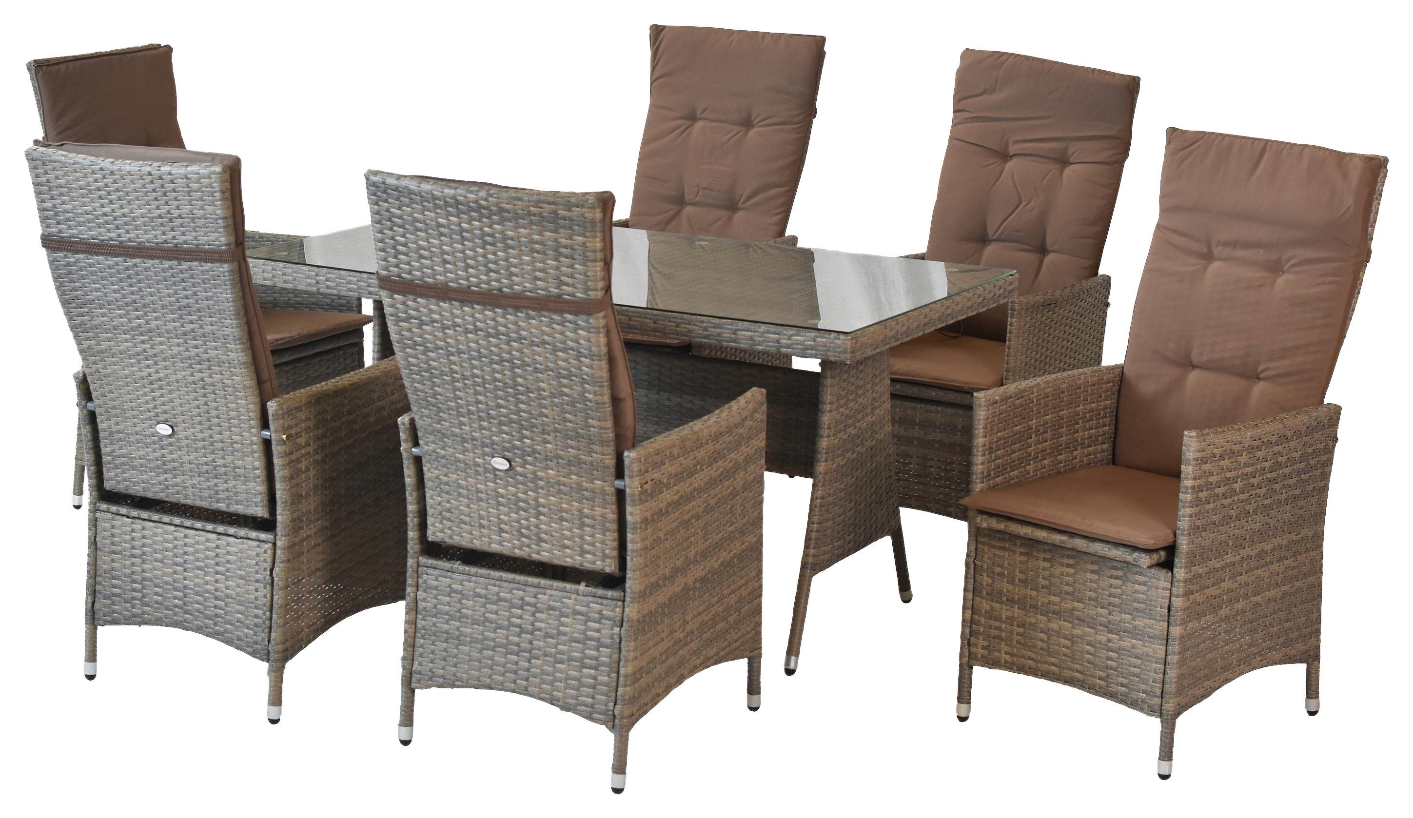 GARTENSET VALENCIA - Beige/Grau, MODERN, Kunststoff/Textil (180/147/183cm) - Gardenson