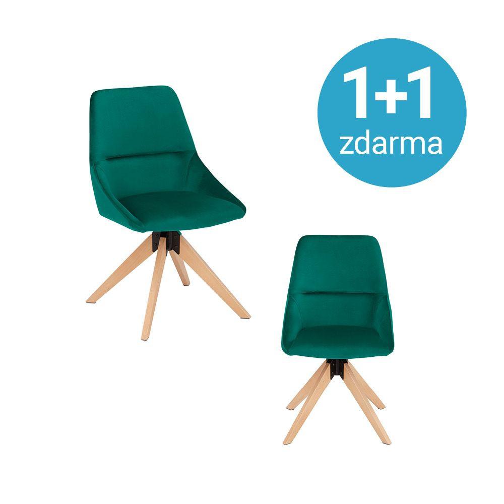 Stolička Shirin 1+1 Zdarma (1*kus=2 Produkty) - zelená/farby buku, Moderný, kov/drevo (51/86,5/57,5cm) - Modern Living