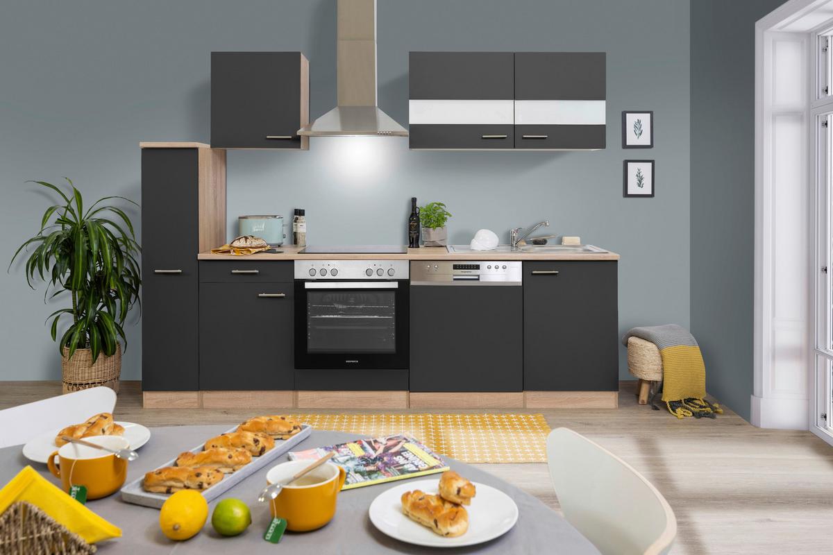 Küchenblock Merle Küchenblock 250 Cm - Eichefarben/Grau, Basics, Holzwerkstoff (250cm) - Respekta