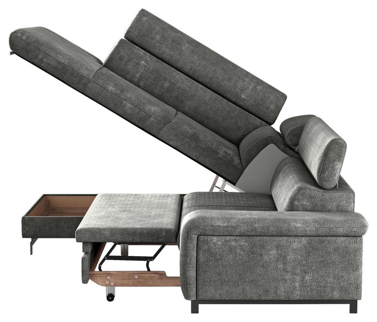 Ecksofa mit Bettkasten Emma Grau 215x262 cm - Schwarz/Grau, Textil (215/262cm) - MID.YOU