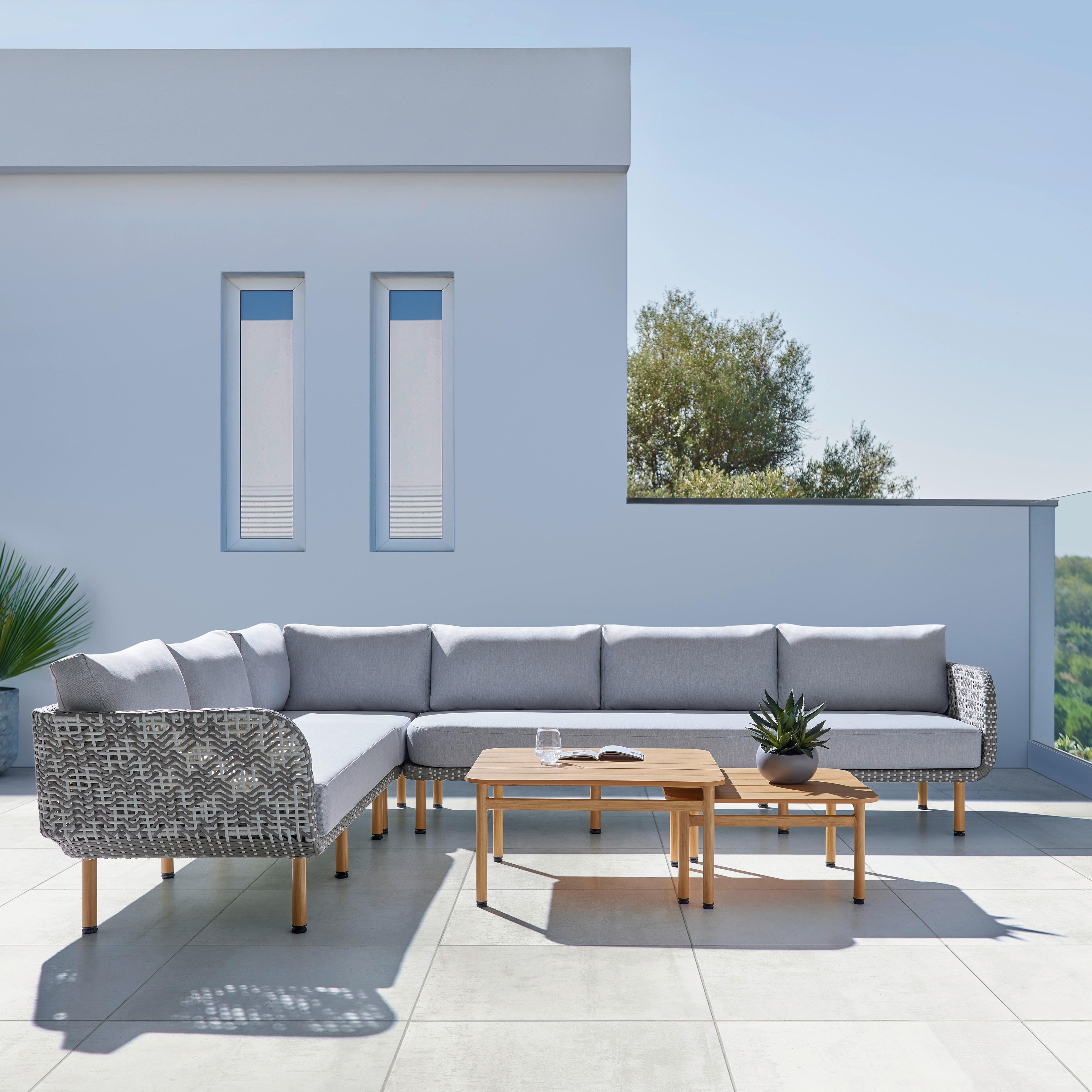 Sedacia Zostava Na Terasu Positano - prírodné farby/sivá, Moderný, kov/textil (75/75cm) - Bessagi Garden