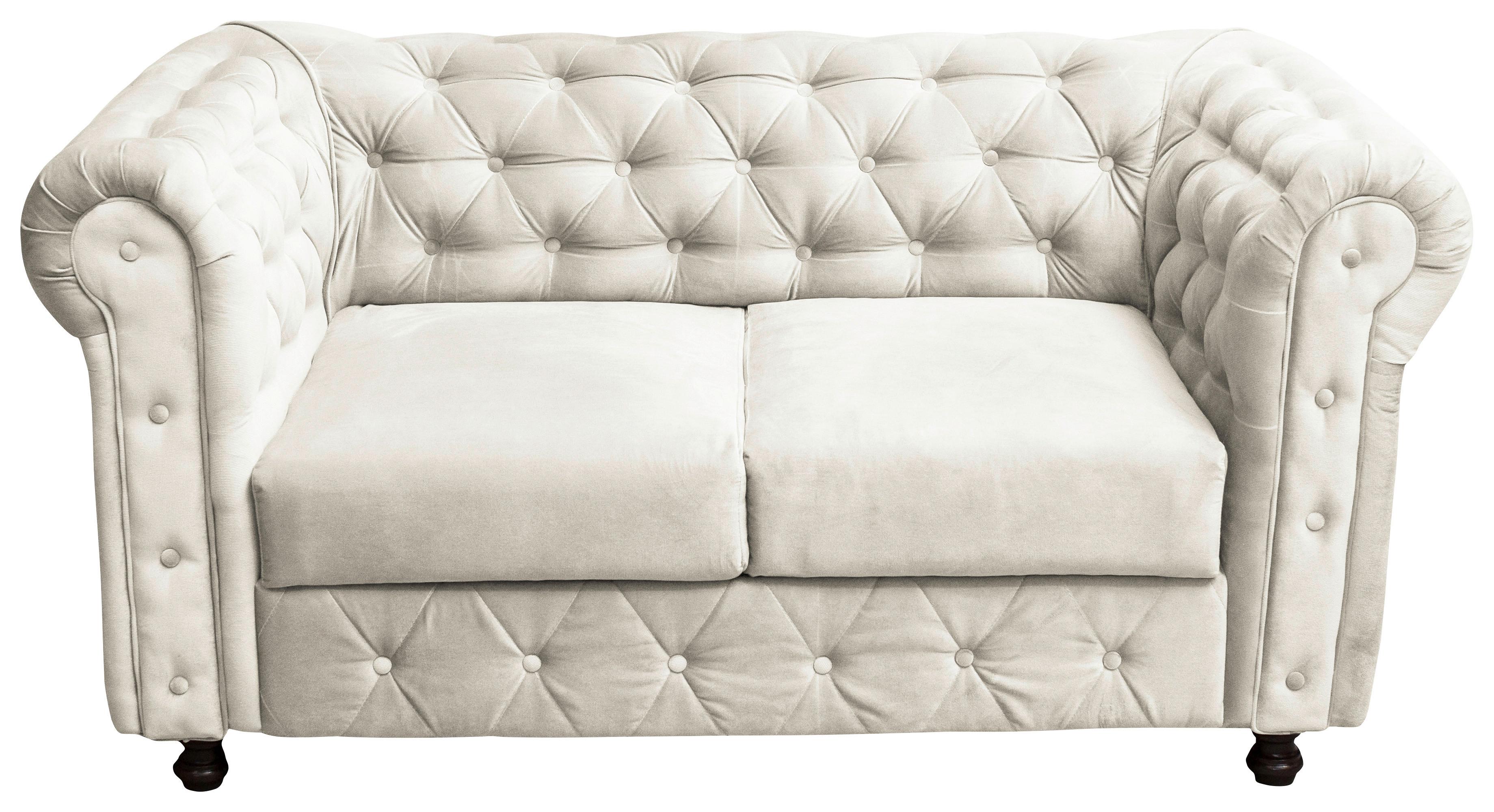 Chesterfield-Sofa Cardiff Creme 2-Sitzer Samt B: 168 cm - Wengefarben/Creme, Basics, Textil (168/80/90cm) - P & B