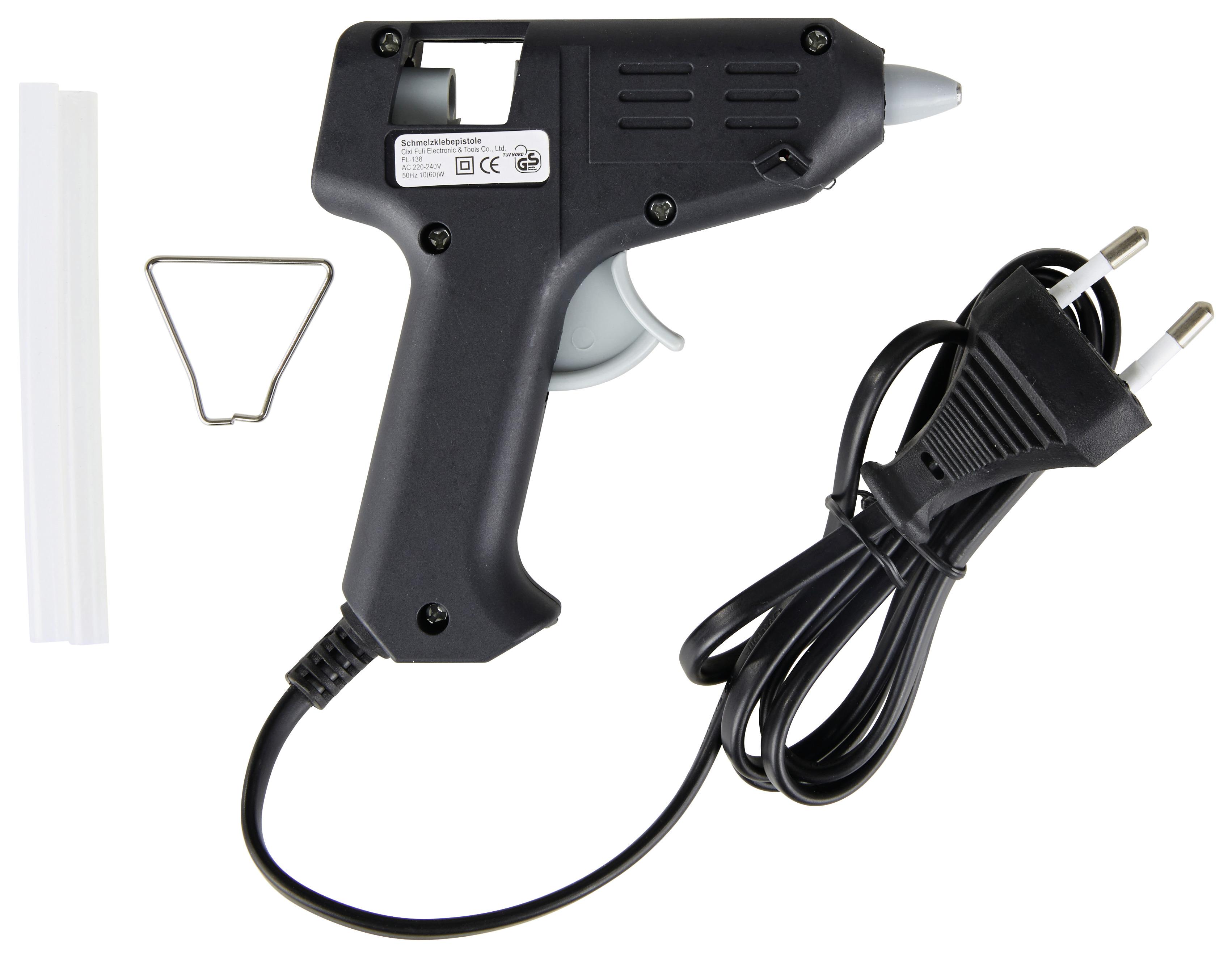 Heißklebepistole 10 W Netzbetrieb + 2 Klebesticks - Schwarz, KONVENTIONELL, Kunststoff/Metall