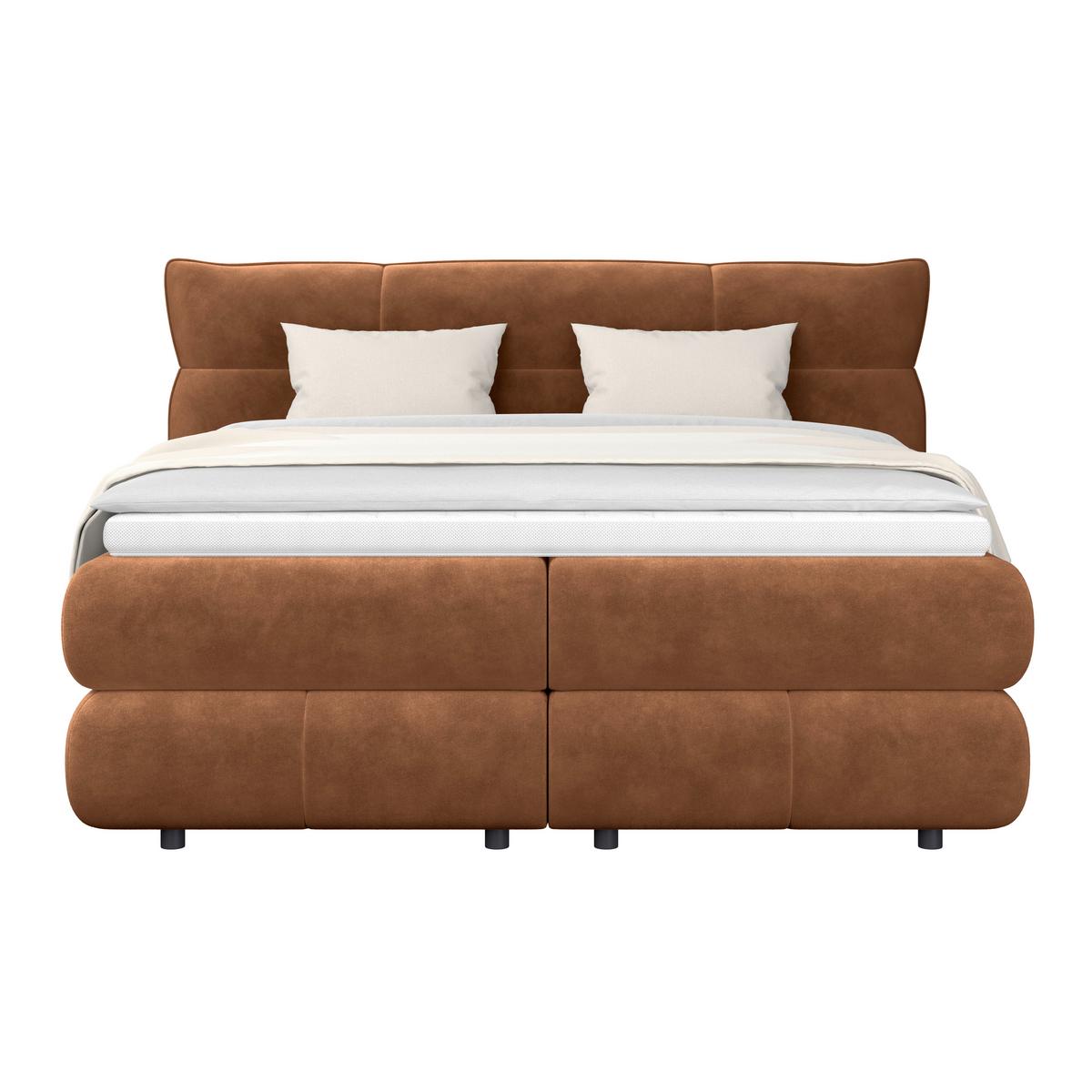 Boxspringbett Carmelo Kupfer 160x200 cm H3 - Schwarz/Kupferfarben, Trend, Textil (160/200cm)
