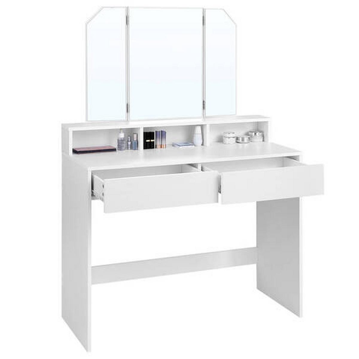 Toaletní stolek š. 100 cm, bílý - bílá, Trend, kompozitní dřevo/sklo (100/40/142cm) - Boxxx