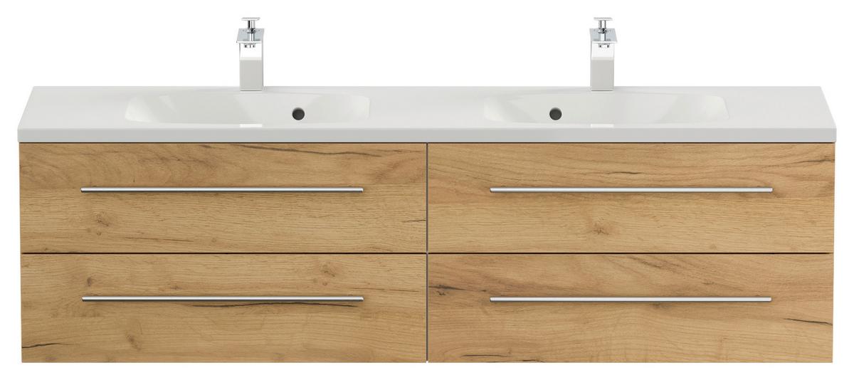 WASCHTISCHKOMBI Geant, Eichefarben B: 160cm - Eichefarben/Weiß, Basics, Holzwerkstoff/Stein (160cm) - MID.YOU