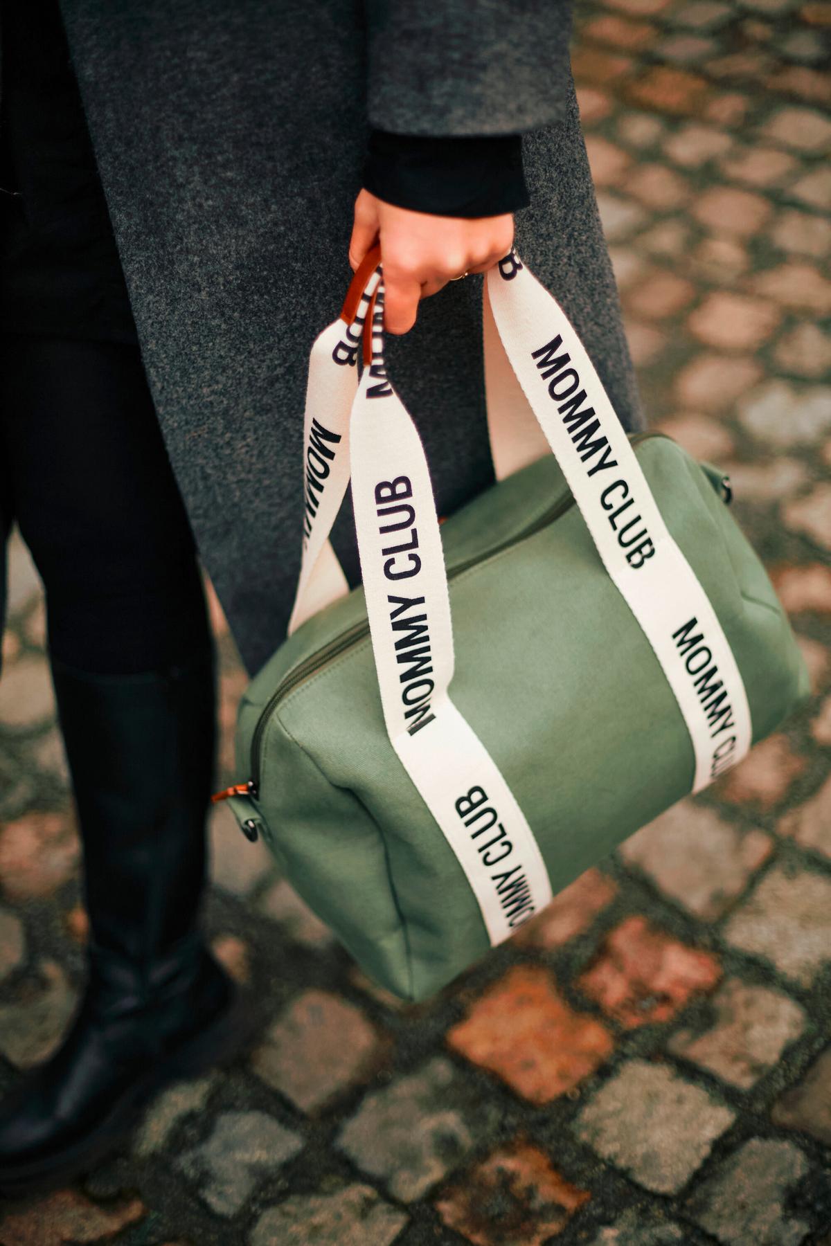 Wickeltasche Mommy Club Grün/Weiß, B: 38 cm - Weiß/Grau, KONVENTIONELL, Kunststoff/Textil (38/21/27cm) - Childhome