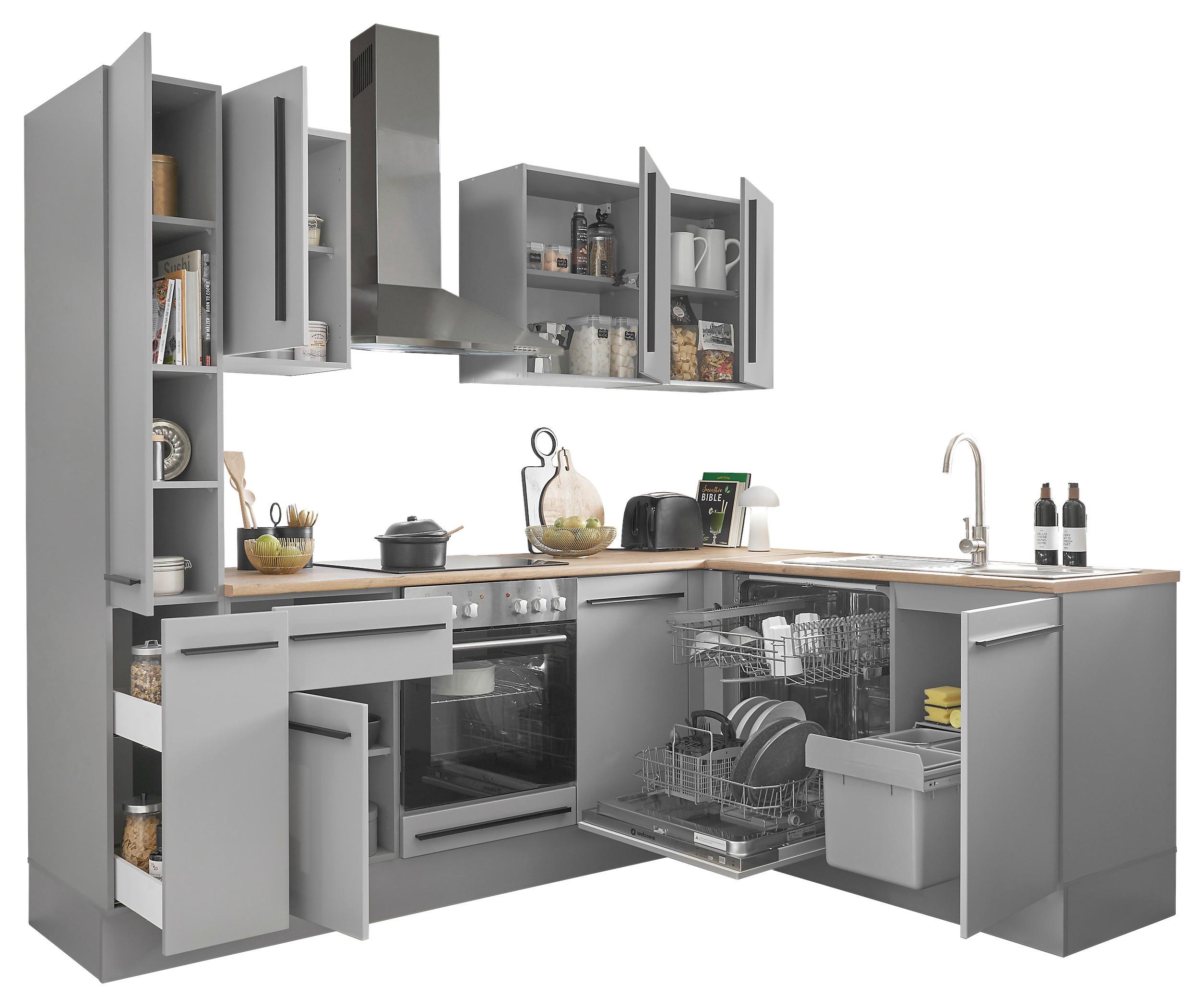 Eckküche Denver Grau/Eiche Dekor 250x175 cm - Eichefarben/Grau, Design, Holzwerkstoff (250/175cm) - MID.YOU