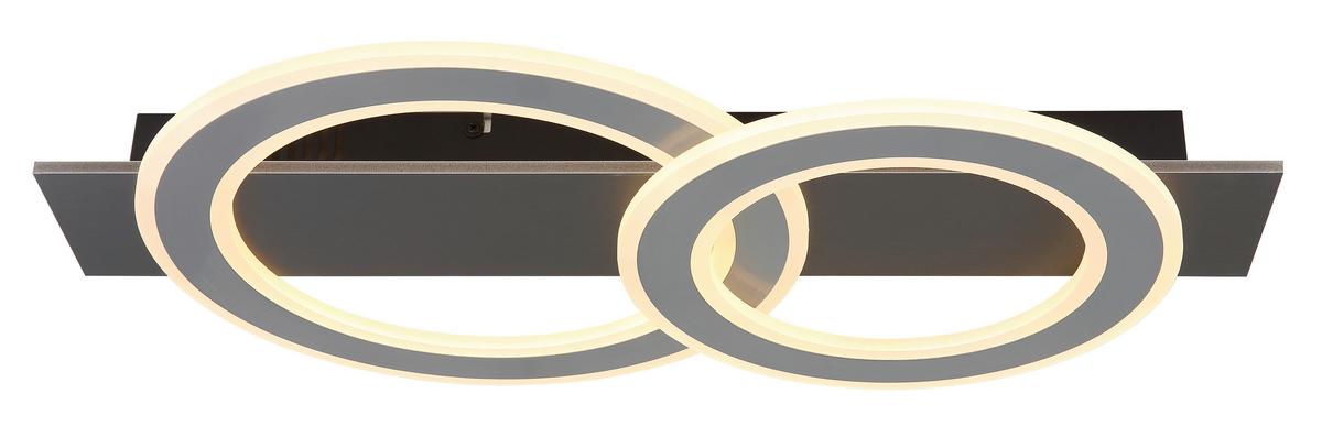 LED-DECKENLEUCHTE Antharzit, Grau, ca. 63x35x7cm - Anthrazit/Opal, Design, Kunststoff/Metall (63/35/7cm) - Globo