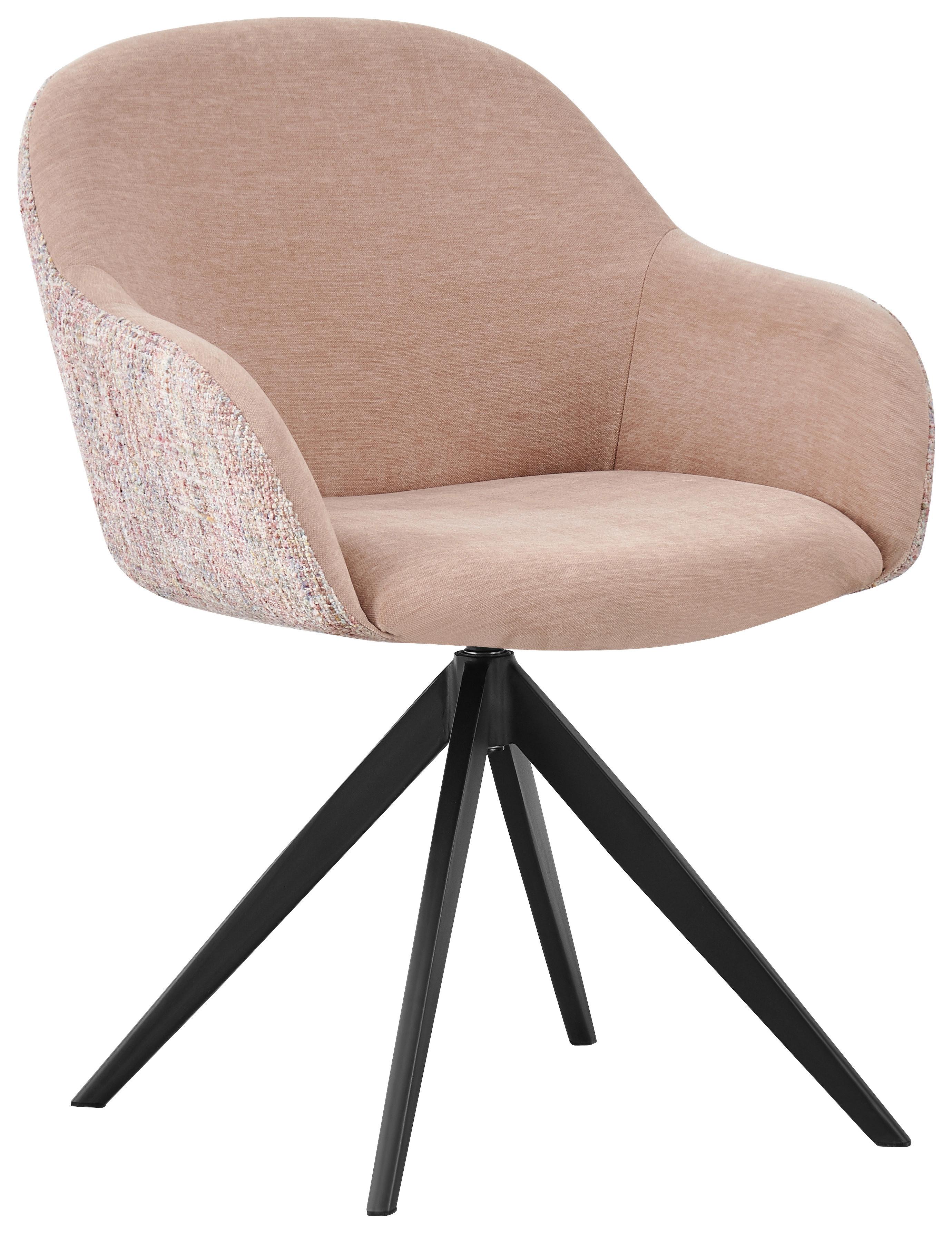 Armlehnstuhl Larina Webstoff Sand 360° drehbar - Sandfarben/Schwarz, MODERN, Textil/Metall (63/84/63cm) - MID.YOU