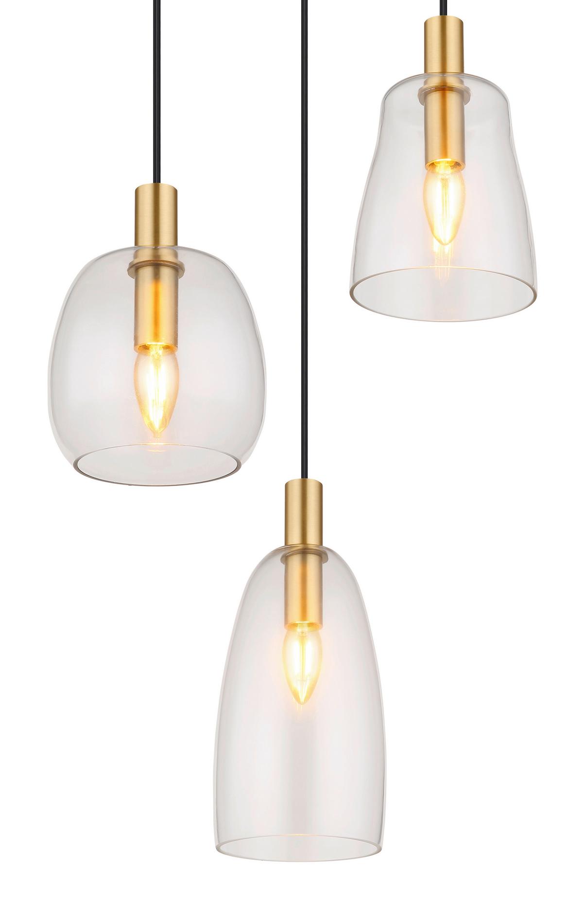 Hängeleuchte 15789-3hm - Messingfarben, KONVENTIONELL, Glas/Metall (43/150cm) - Globo