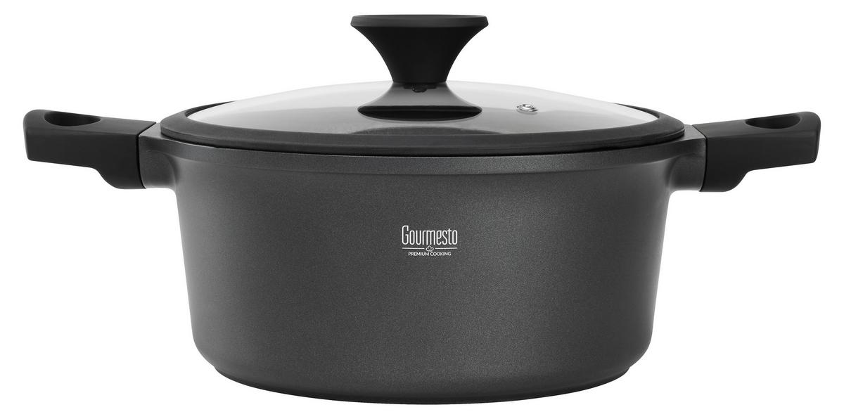 Hrnec s poklicí Black Line, 4,4l - černá/čiré, Konvenční, kov/plast (24/11,4cm) - Gourmesto