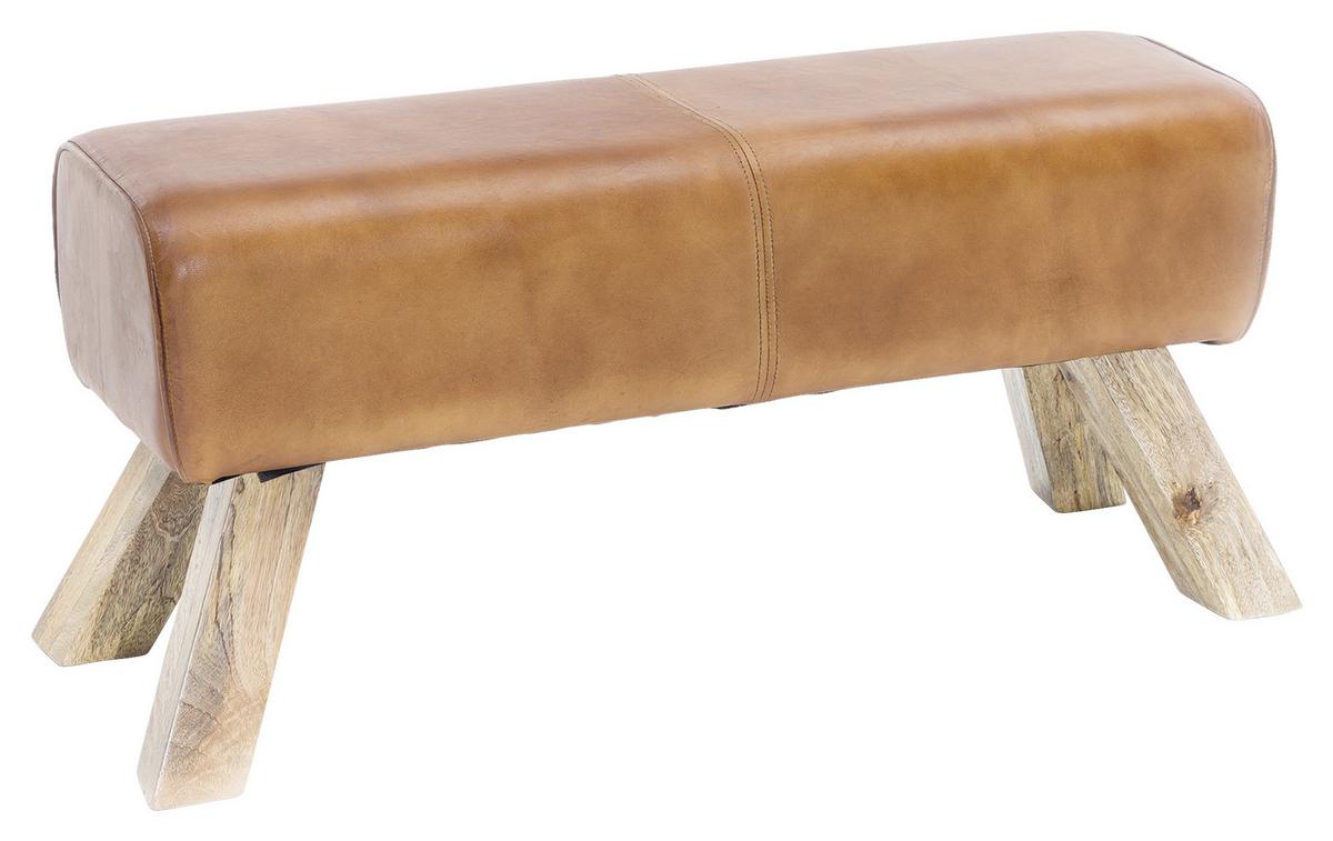 Hocker Wl5.105 Leder Braun Sitz Gepolstert  H: 43 cm - Braun, Natur, Leder (90/43/30cm) - MID.YOU