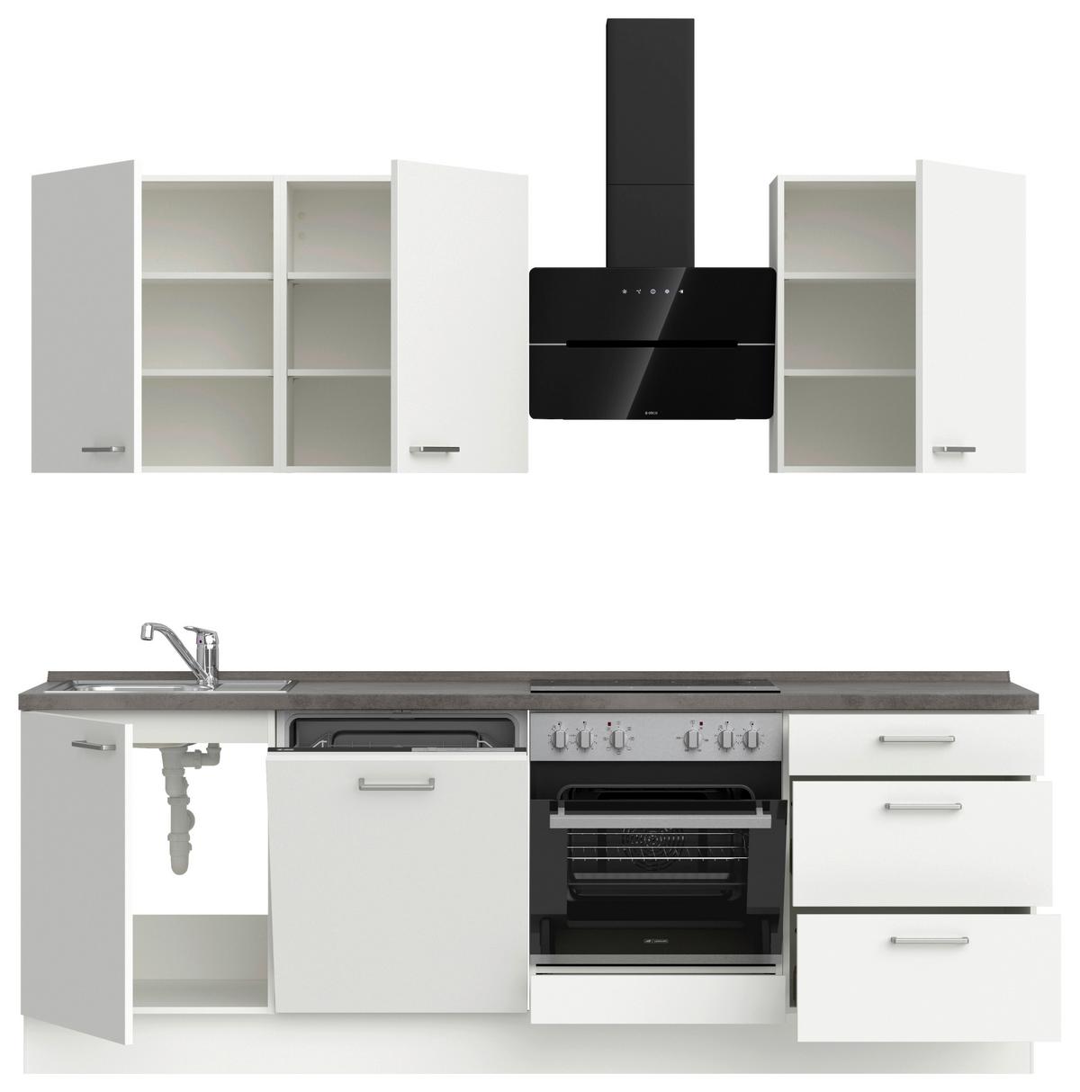 KÜCHENLEERBLOCK TOUCH HIGH - LINE, H9 RECHTS - Weiß/Grau, MODERN, Holzwerkstoff (240cm) - Nobilia